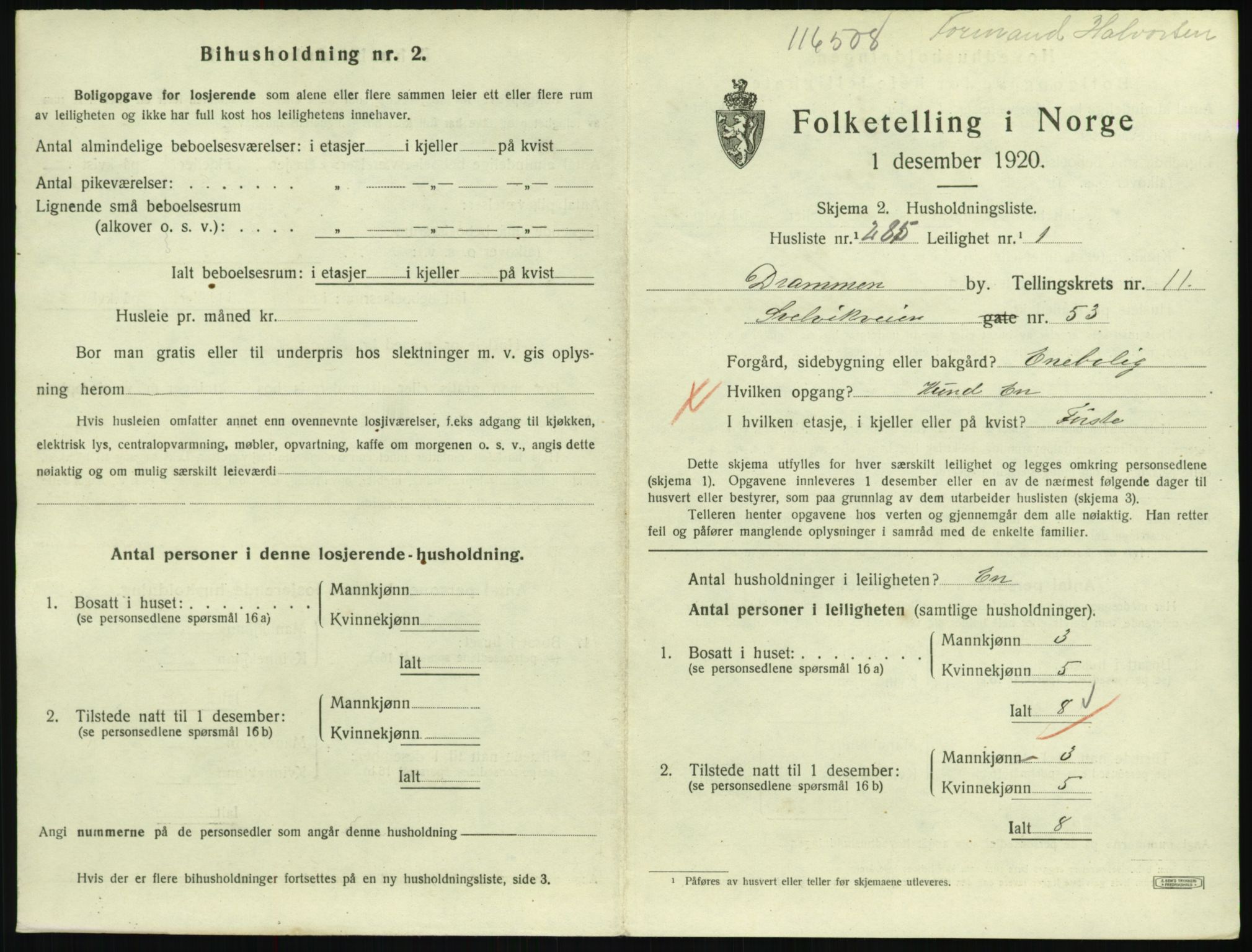 SAKO, 1920 census for Drammen, 1920, p. 18341