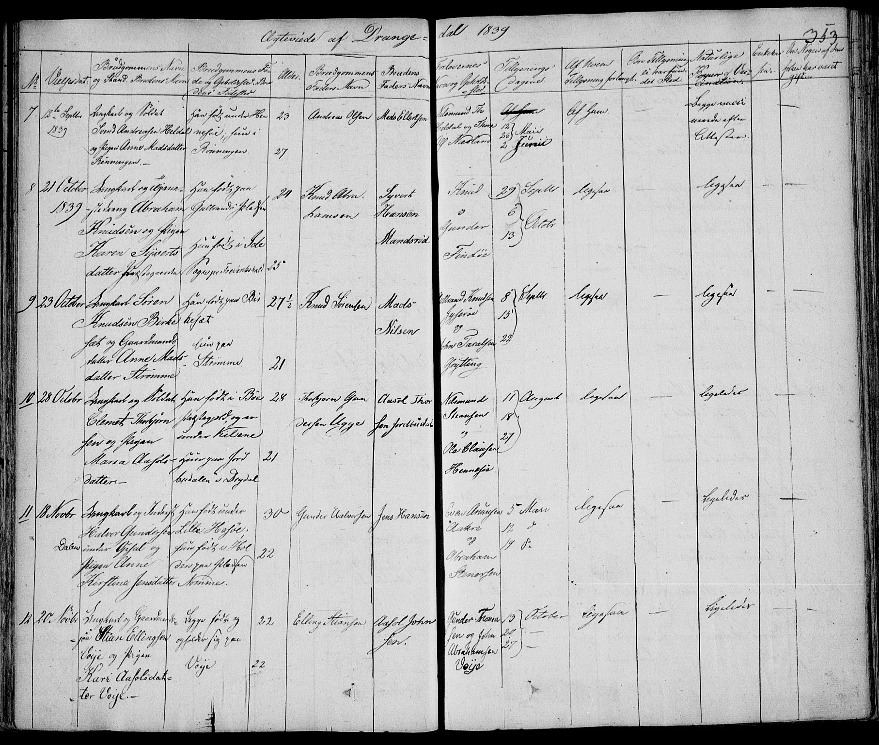 Drangedal kirkebøker, AV/SAKO-A-258/F/Fa/L0007a: Parish register (official) no. 7a, 1837-1856, p. 353