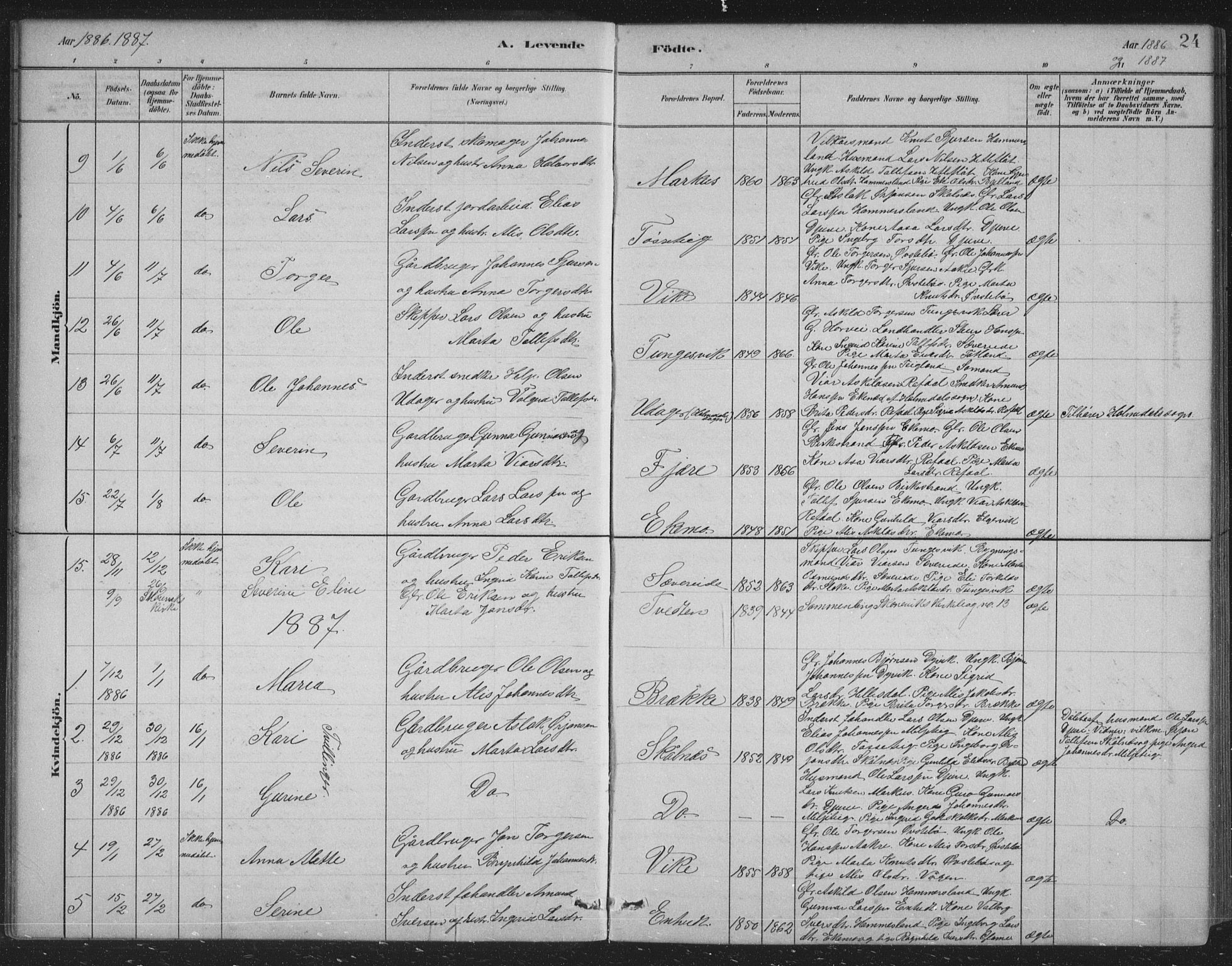Skånevik sokneprestembete, SAB/A-77801/H/Hab: Parish register (copy) no. B 2, 1881-1920, p. 24