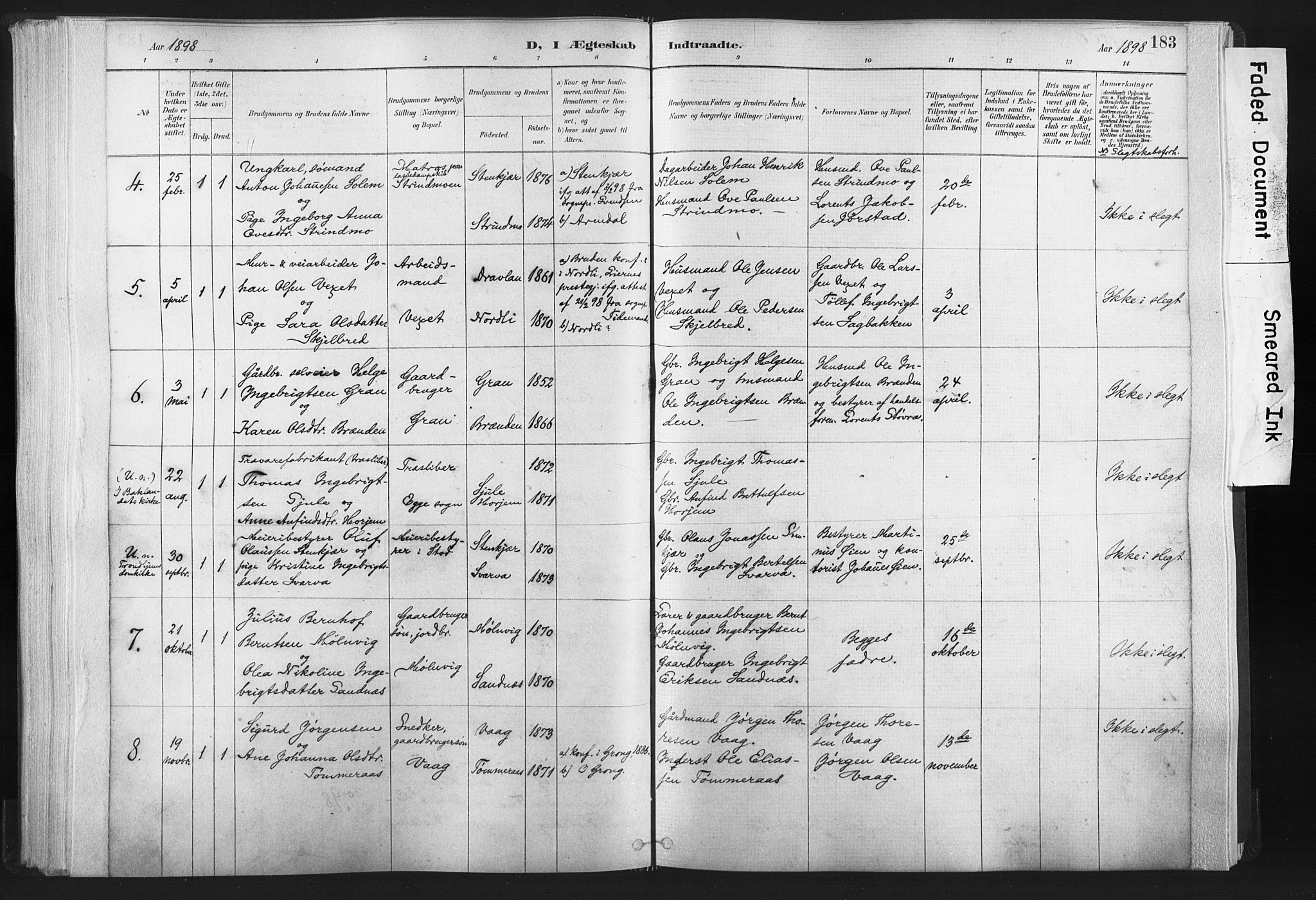 Ministerialprotokoller, klokkerbøker og fødselsregistre - Nord-Trøndelag, SAT/A-1458/749/L0474: Parish register (official) no. 749A08, 1887-1903, p. 183