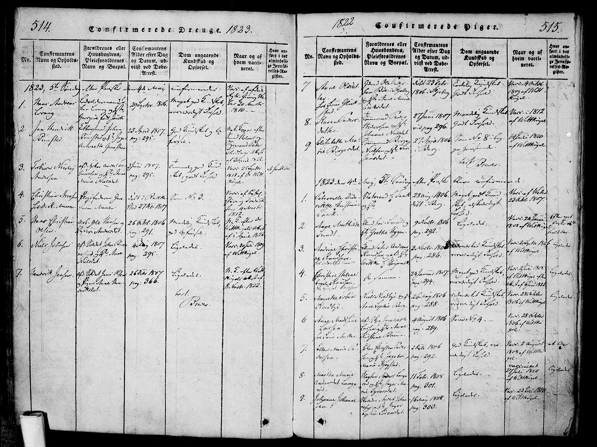 Halden prestekontor Kirkebøker, AV/SAO-A-10909/F/Fa/L0003: Parish register (official) no. I 3, 1815-1834, p. 514-515