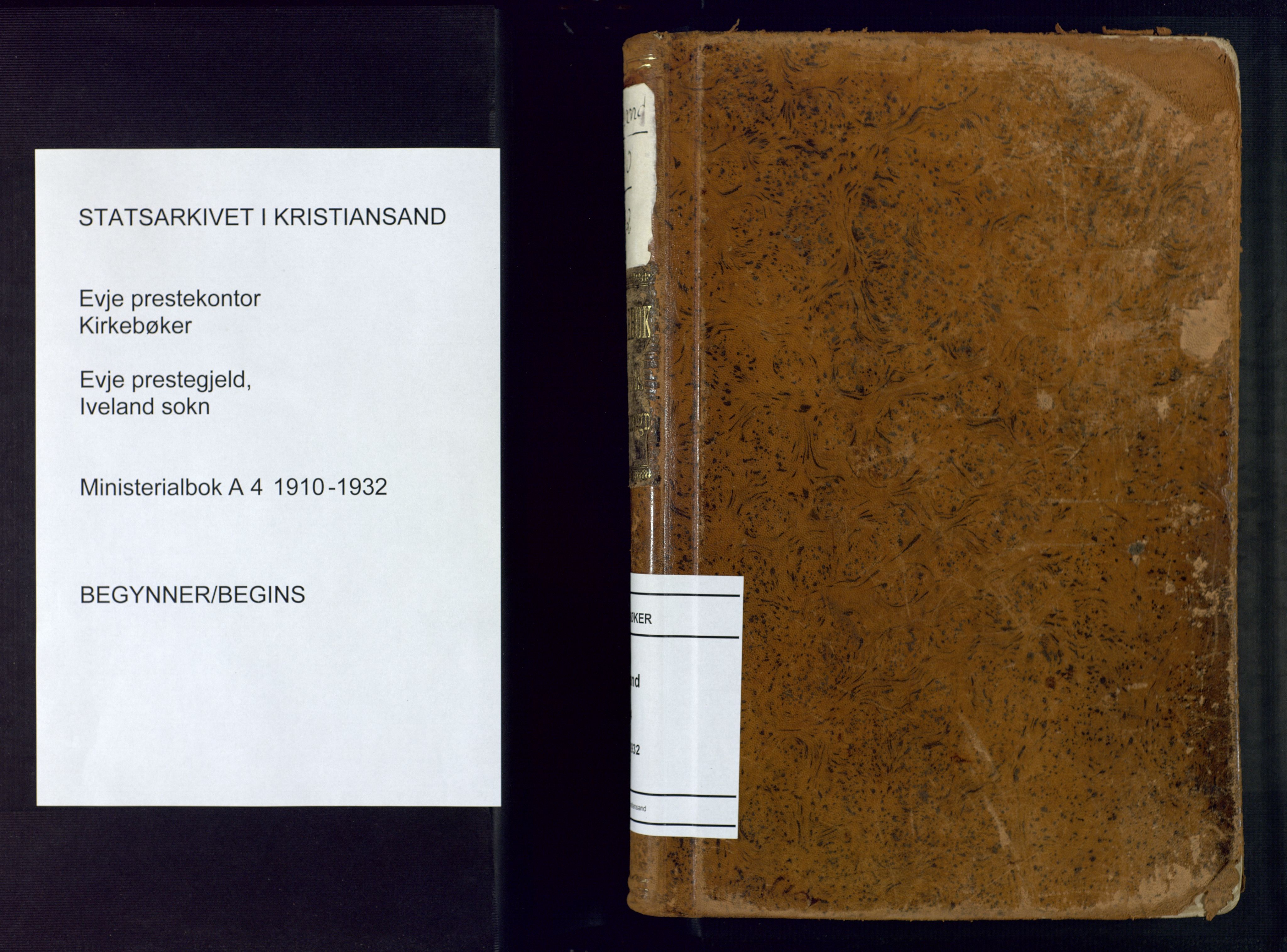 Evje sokneprestkontor, SAK/1111-0008/F/Fa/Fac/L0004: Parish register (official) no. A 4, 1910-1932