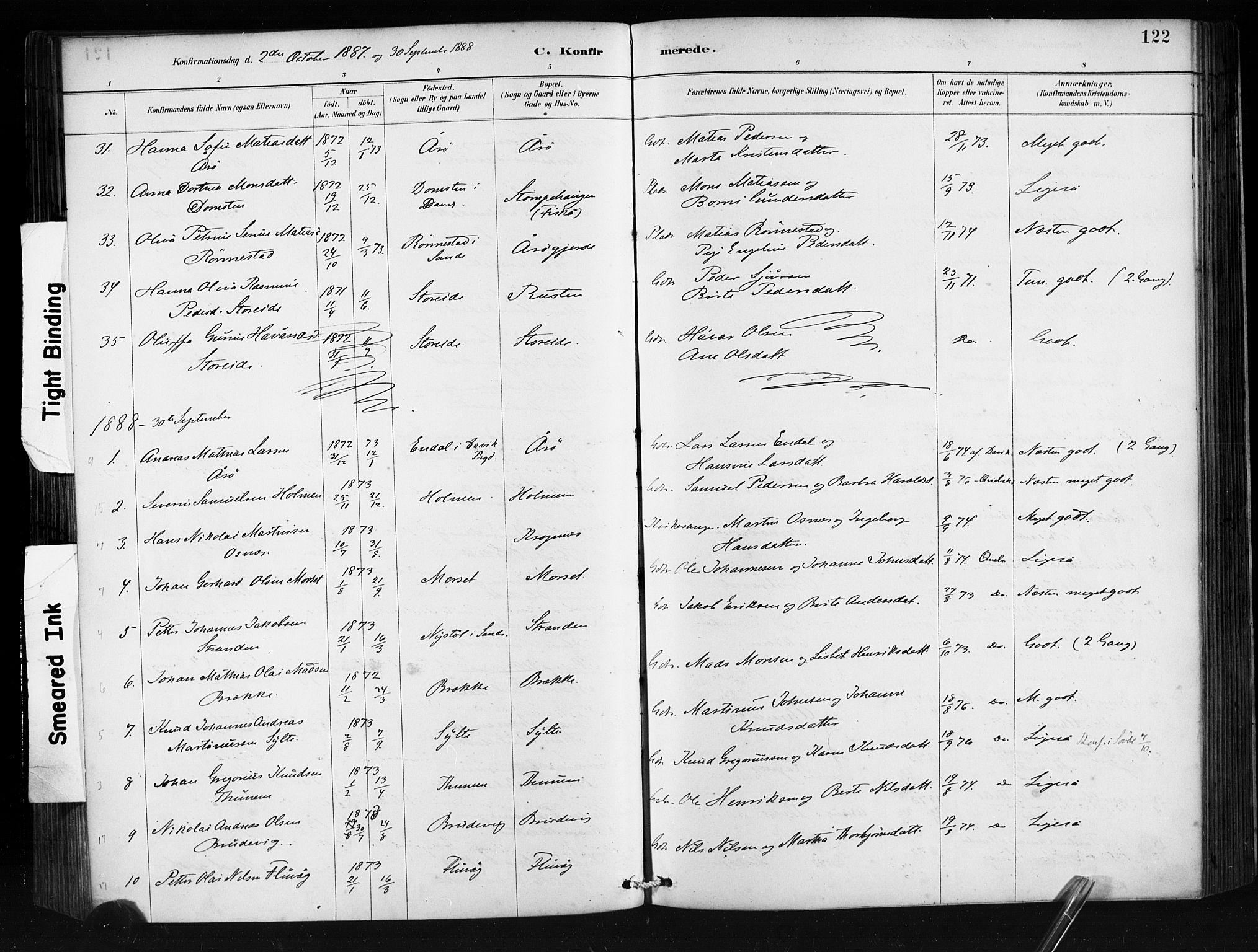 Ministerialprotokoller, klokkerbøker og fødselsregistre - Møre og Romsdal, AV/SAT-A-1454/501/L0008: Parish register (official) no. 501A08, 1885-1901, p. 122