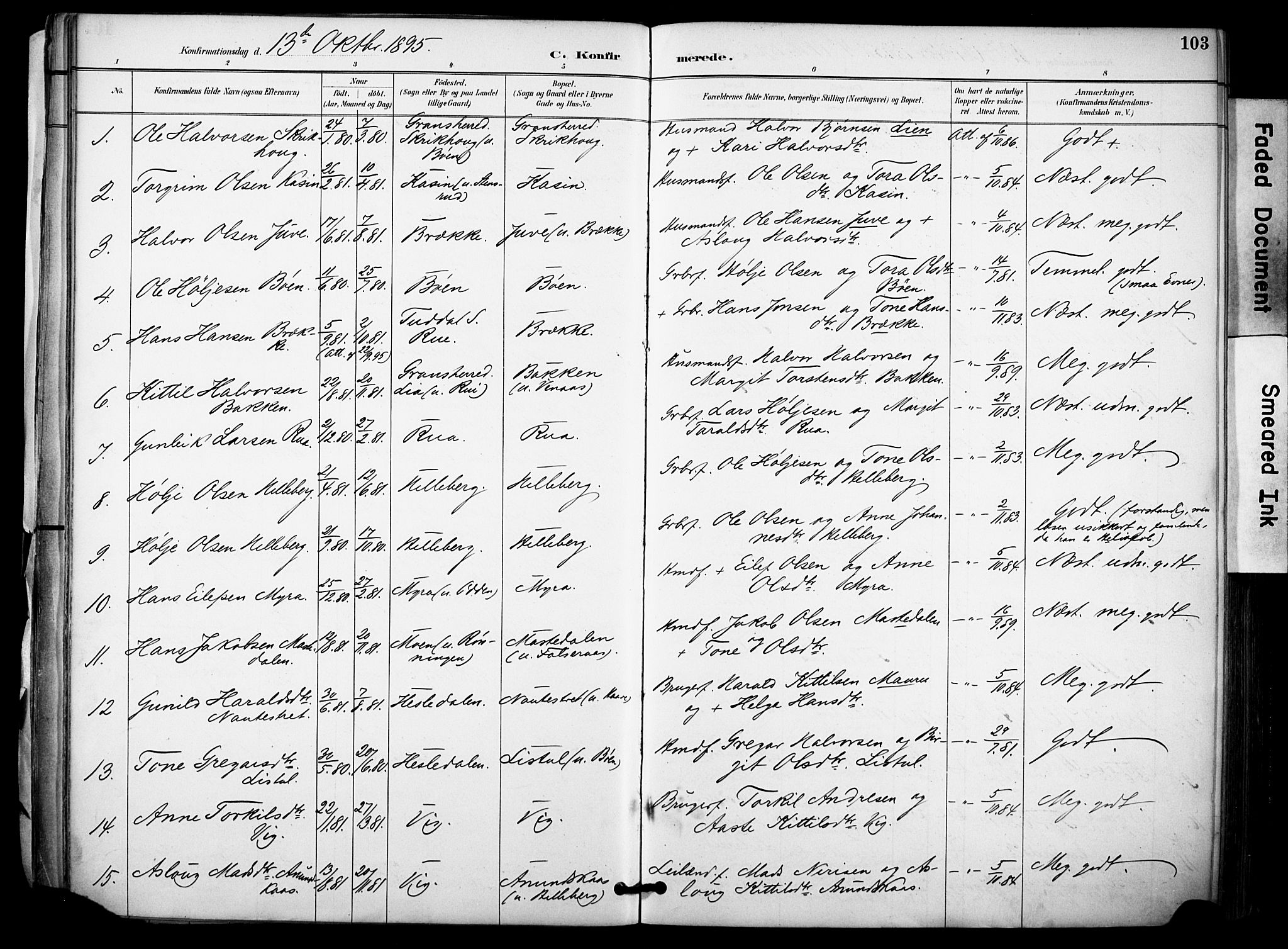 Gransherad kirkebøker, SAKO/A-267/F/Fa/L0005: Parish register (official) no. I 5, 1887-1916, p. 103