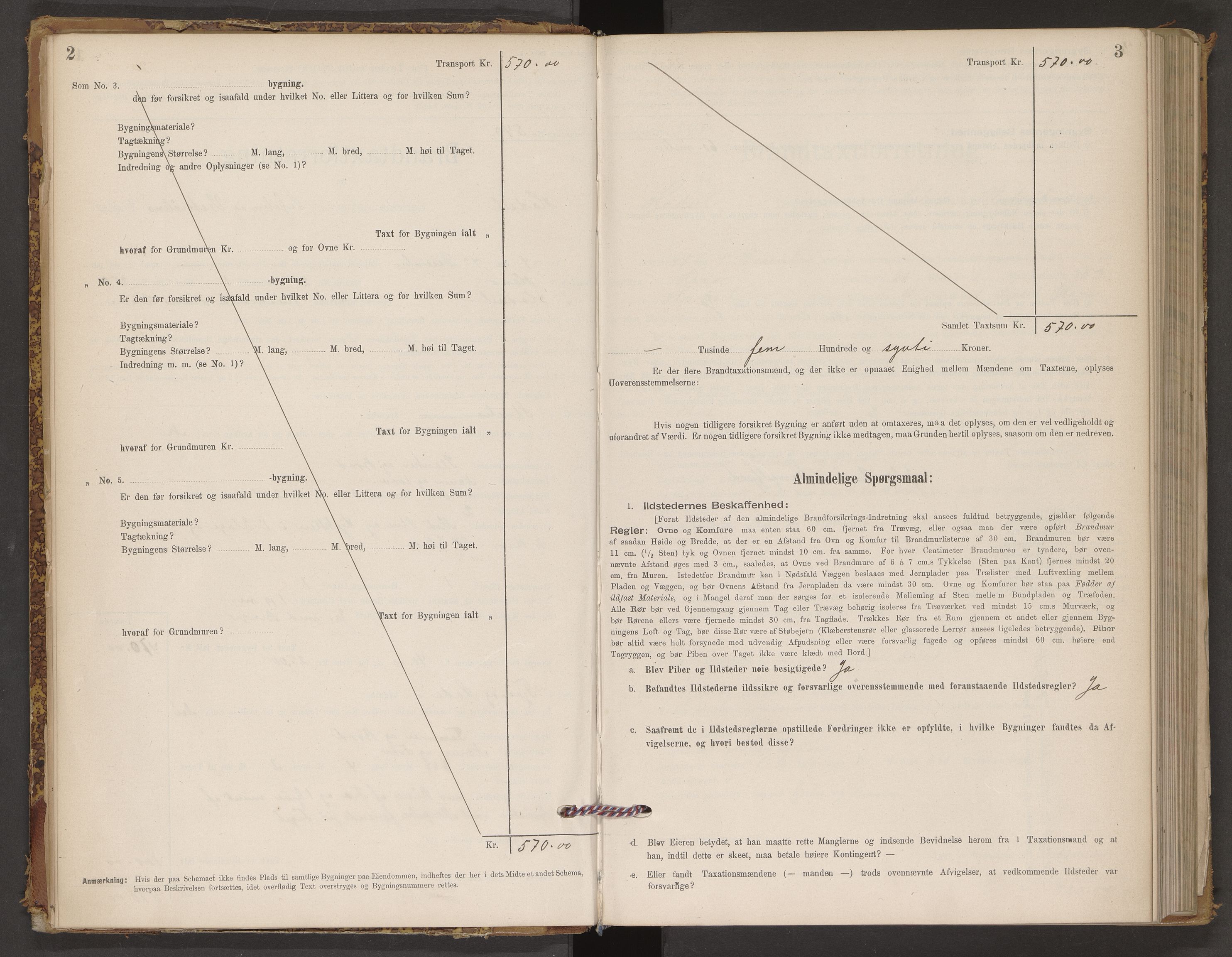 Norges Brannkasse Hadsel, AV/SAT-A-5593/Fb/L0001: Branntakstprotokoll, 1894-1897