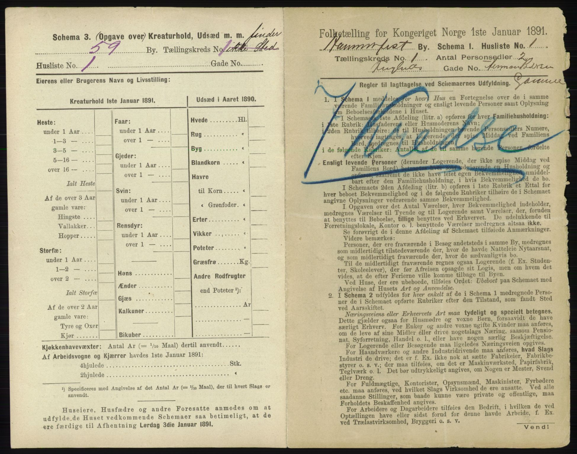 RA, 1891 census for 2001 Hammerfest, 1891, p. 20