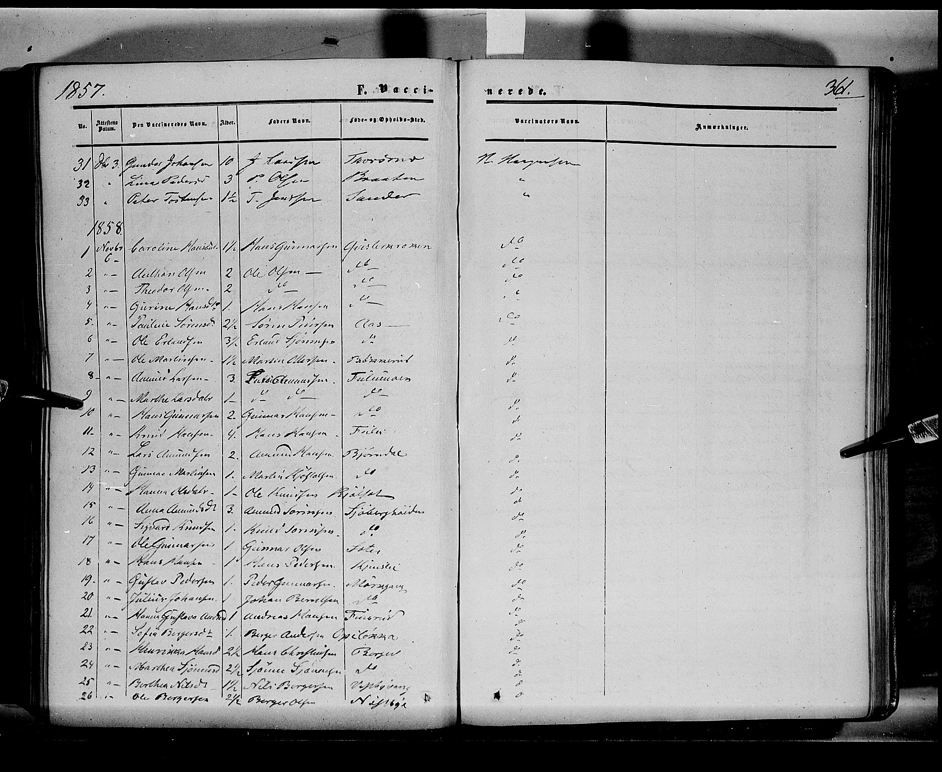 Sør-Odal prestekontor, AV/SAH-PREST-030/H/Ha/Haa/L0001: Parish register (official) no. 1, 1849-1859, p. 361