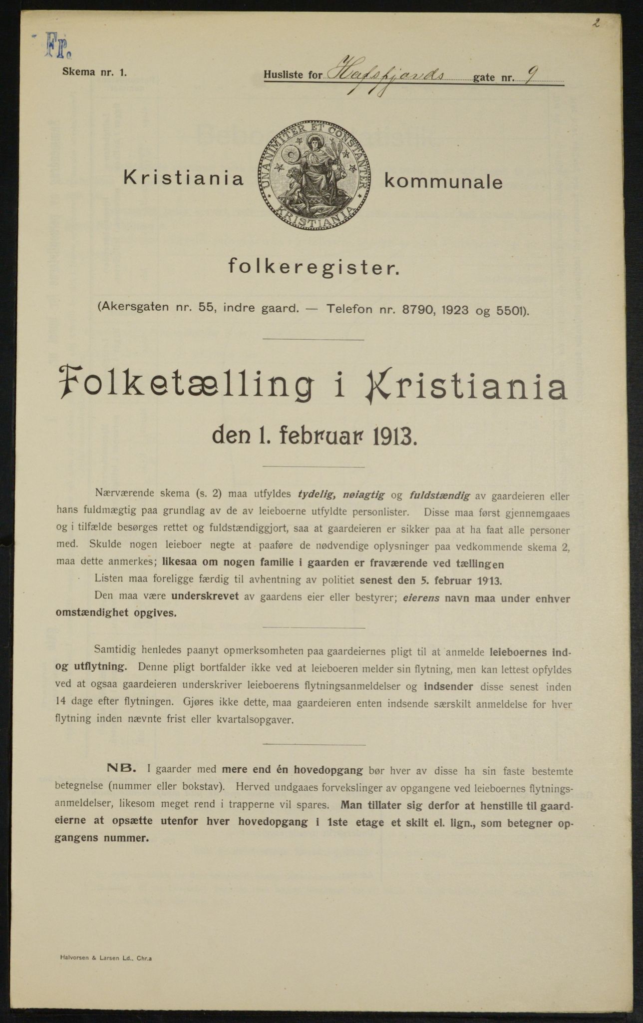 OBA, Municipal Census 1913 for Kristiania, 1913, p. 33364