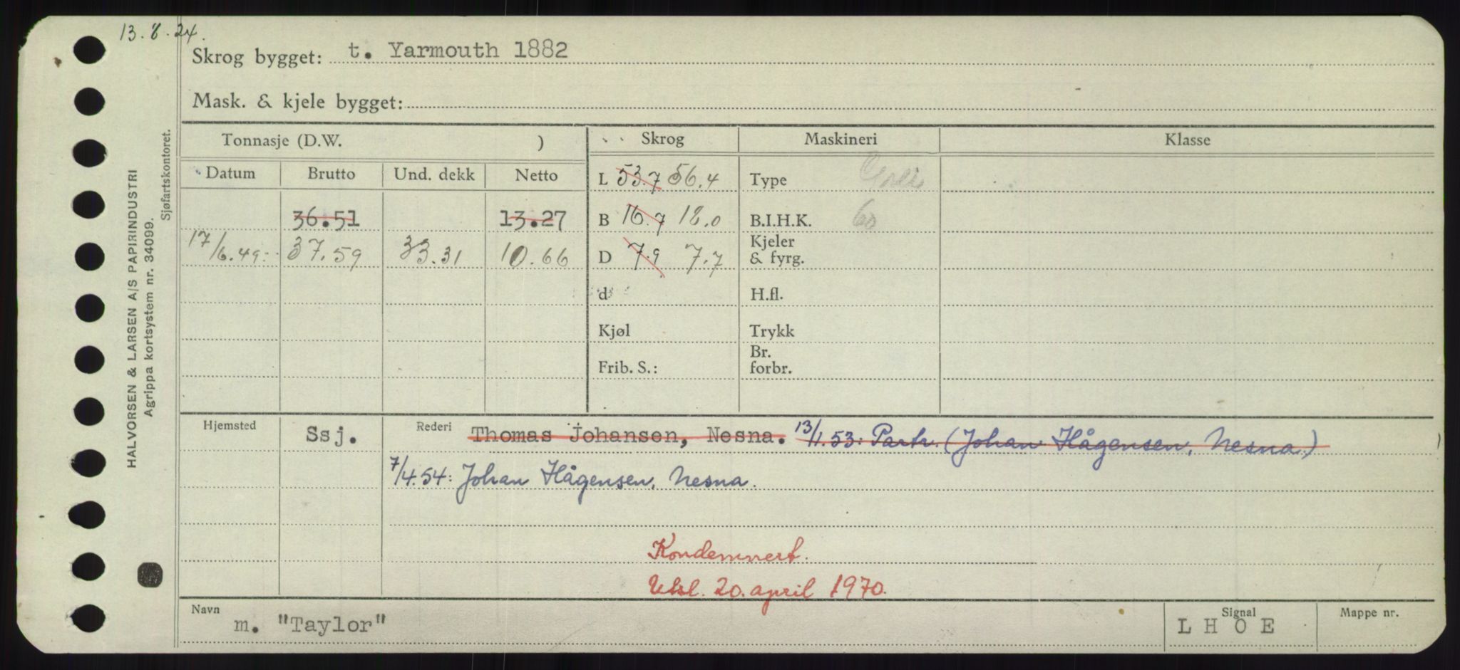 Sjøfartsdirektoratet med forløpere, Skipsmålingen, RA/S-1627/H/Hd/L0038: Fartøy, T-Th, p. 287