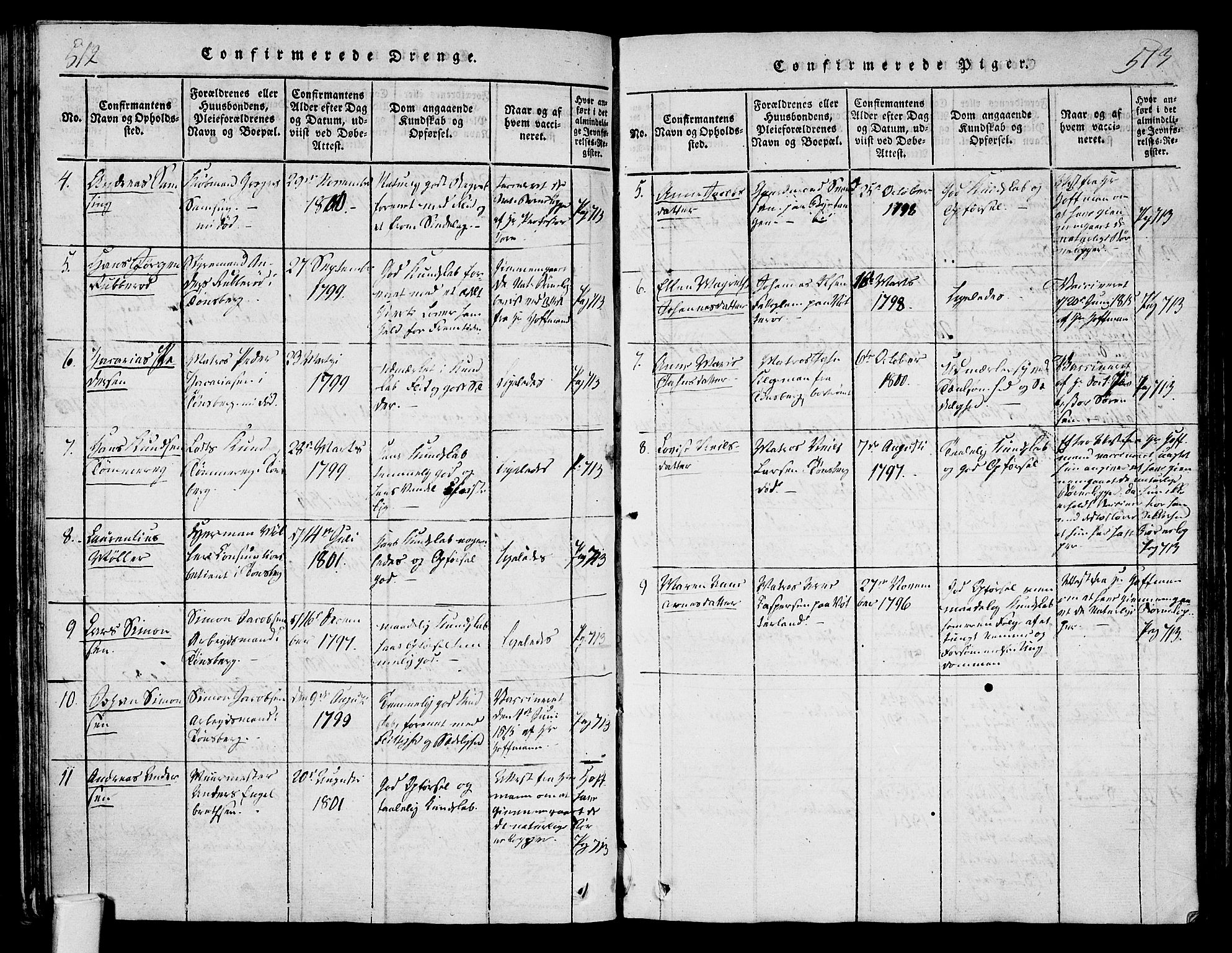 Tønsberg kirkebøker, AV/SAKO-A-330/F/Fa/L0004: Parish register (official) no. I 4, 1813-1826, p. 512-513