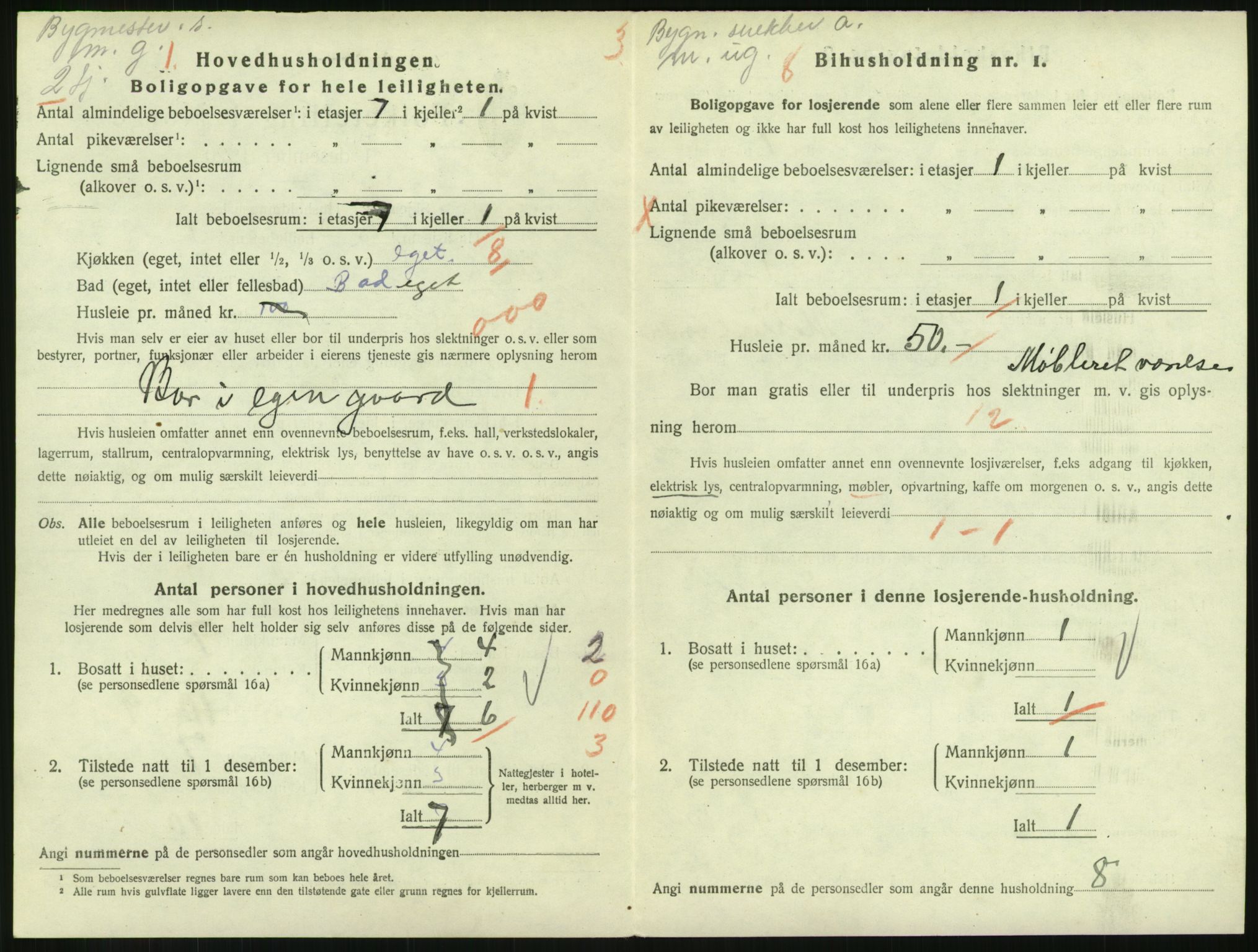 SAH, 1920 census for Lillehammer, 1920, p. 1583