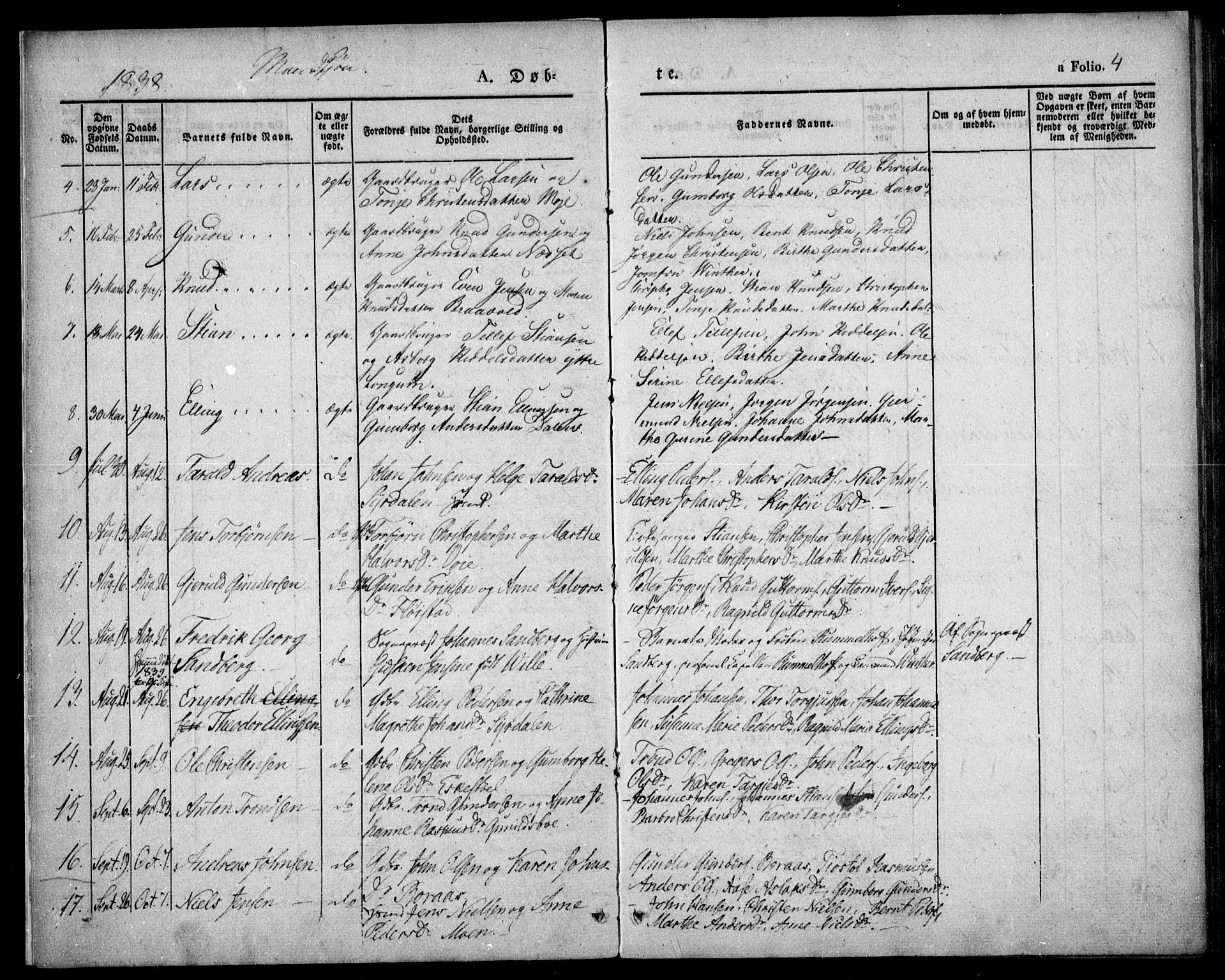 Austre Moland sokneprestkontor, SAK/1111-0001/F/Fa/Faa/L0006: Parish register (official) no. A 6, 1837-1846, p. 4