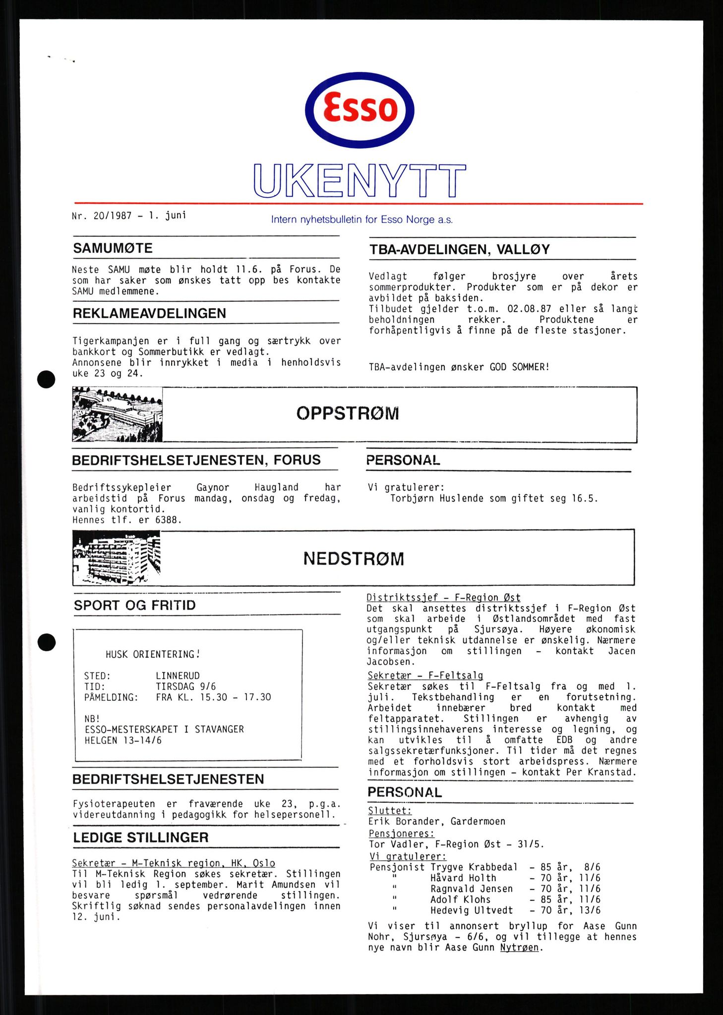 Pa 0982 - Esso Norge A/S, AV/SAST-A-100448/X/Xd/L0003: Ukenytt, 1987-1991