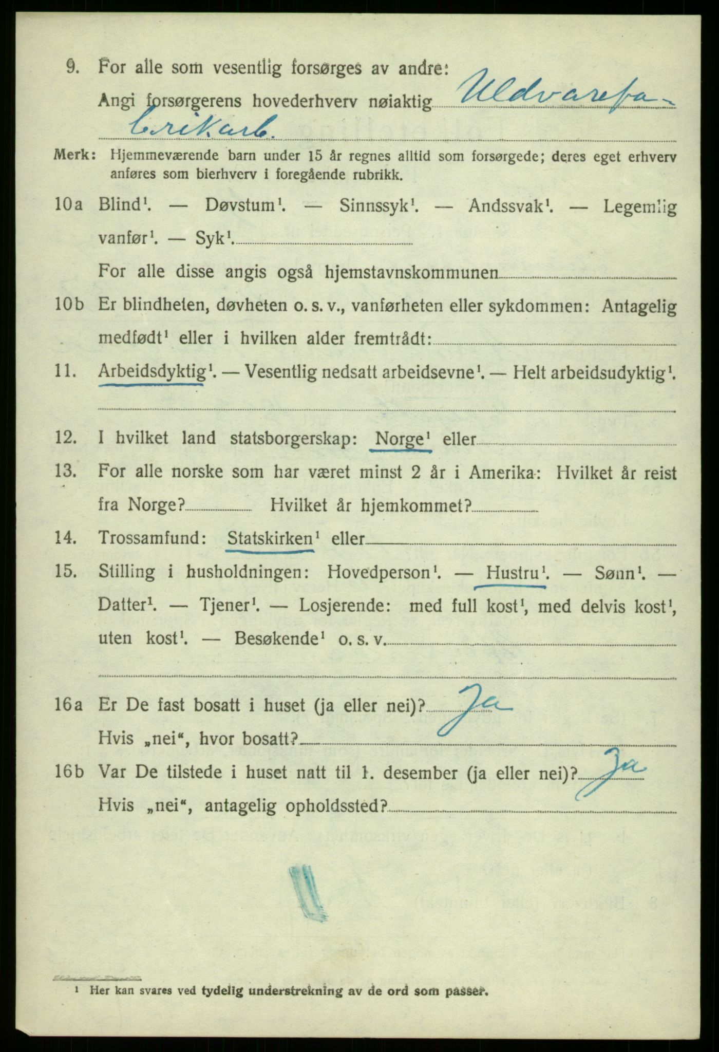 SAB, 1920 census for Samnanger, 1920, p. 3410