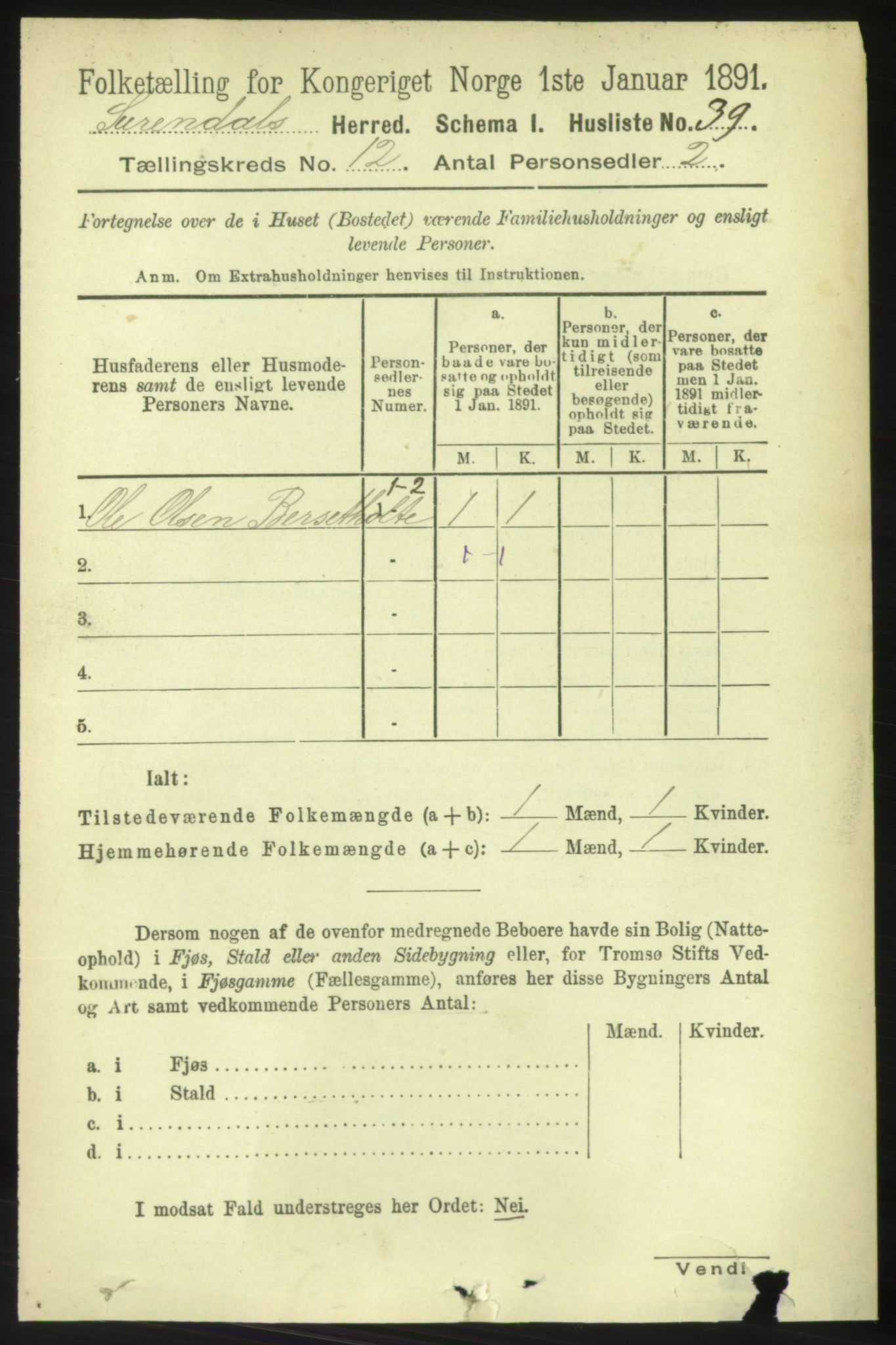 RA, 1891 census for 1566 Surnadal, 1891, p. 2867