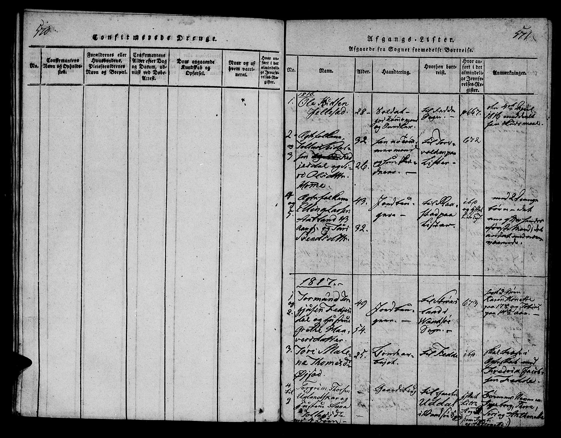 Bakke sokneprestkontor, AV/SAK-1111-0002/F/Fa/Fab/L0001: Parish register (official) no. A 1, 1815-1835, p. 570-571