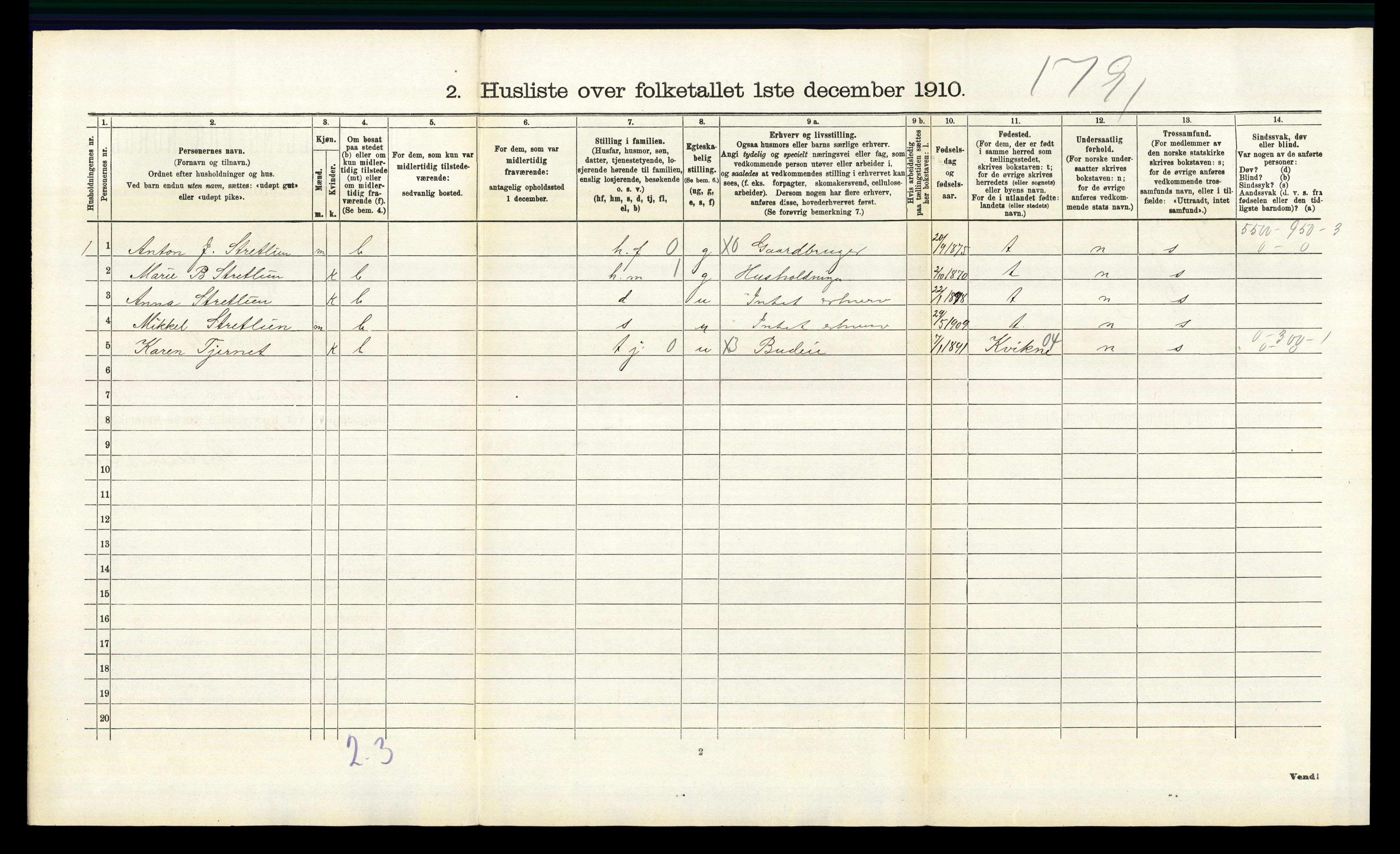 RA, 1910 census for Lille Elvedalen, 1910, p. 1064