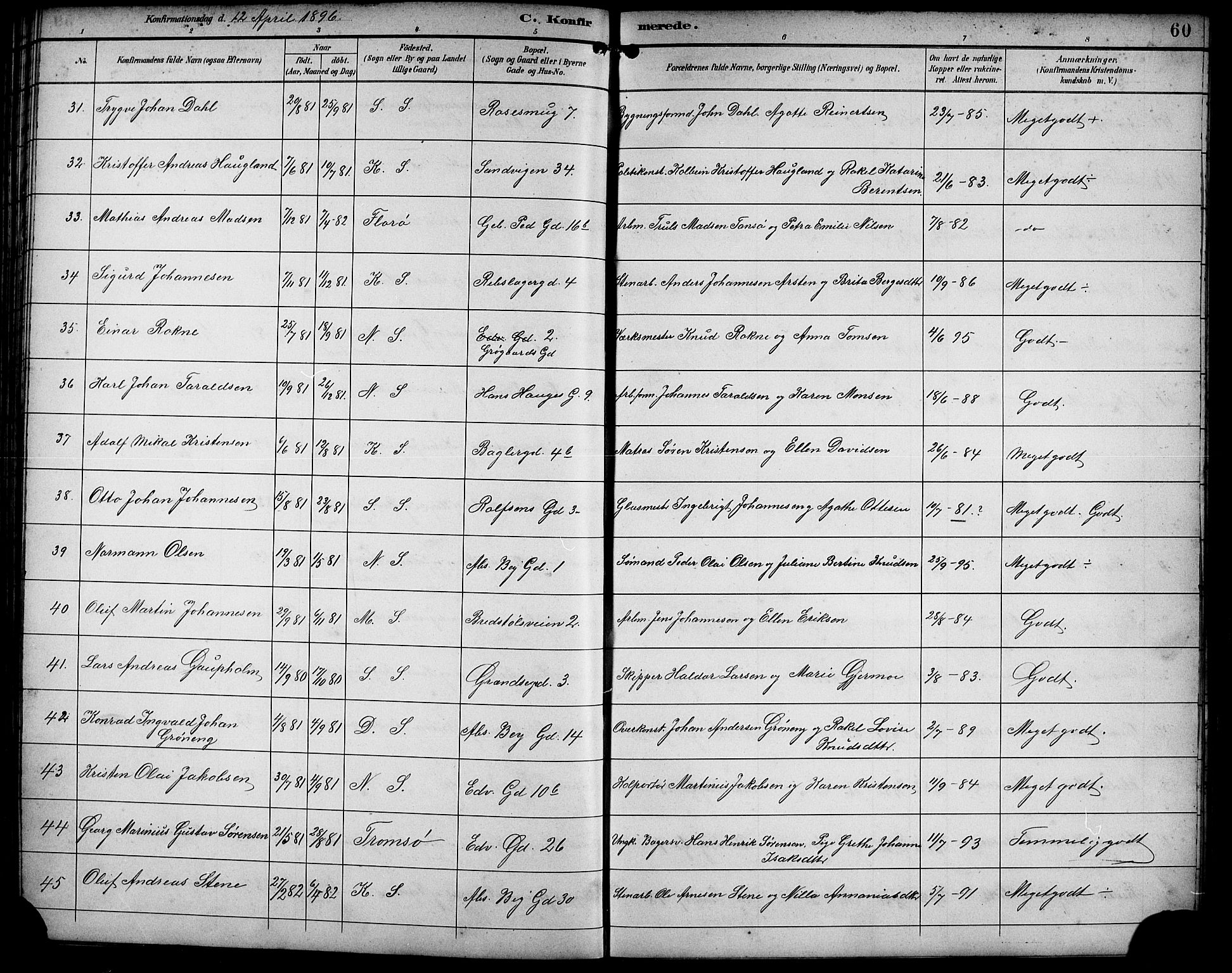 Sandviken Sokneprestembete, AV/SAB-A-77601/H/Hb/L0003: Parish register (copy) no. A 4, 1892-1901, p. 60