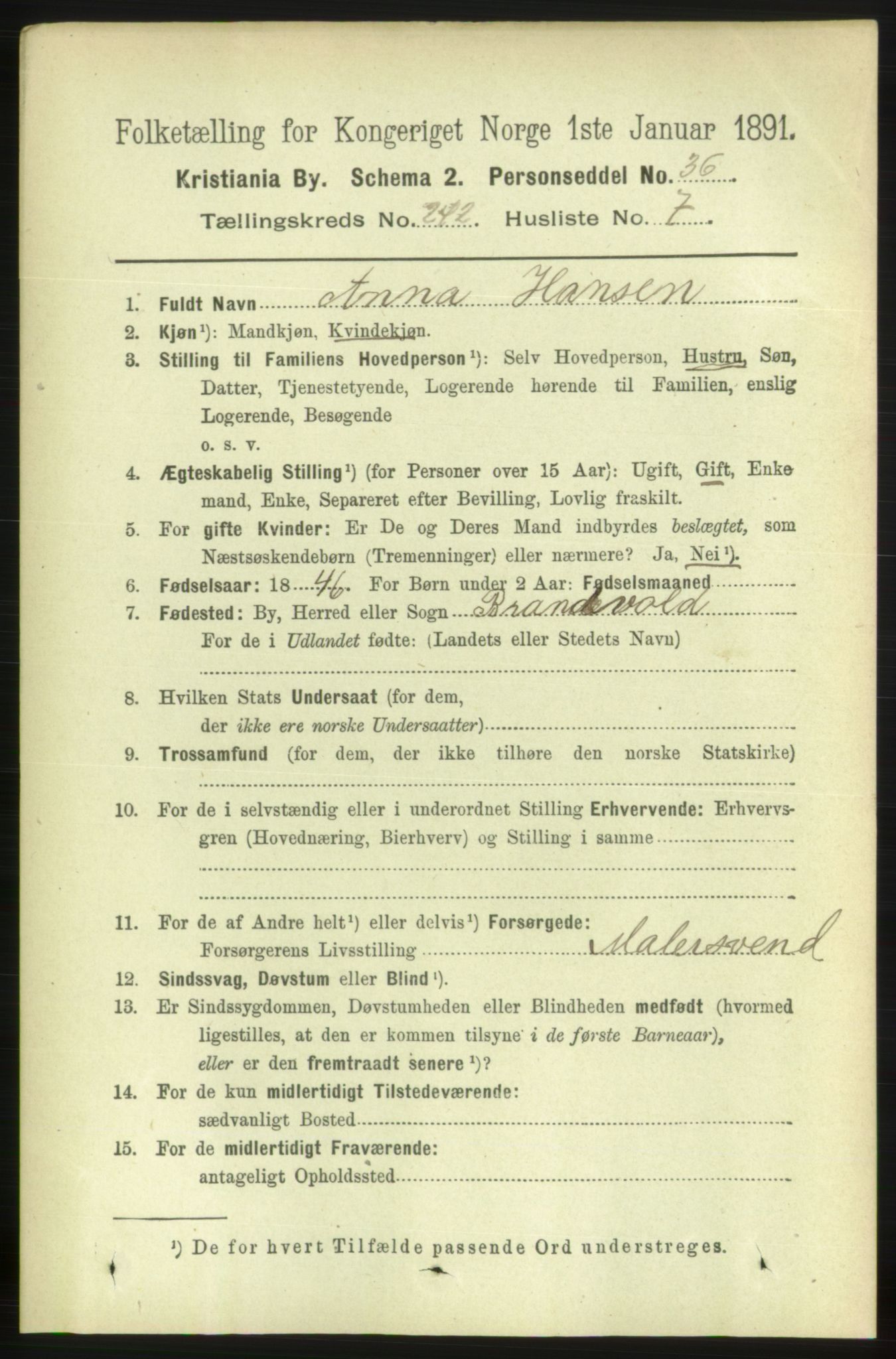 RA, 1891 census for 0301 Kristiania, 1891, p. 147215