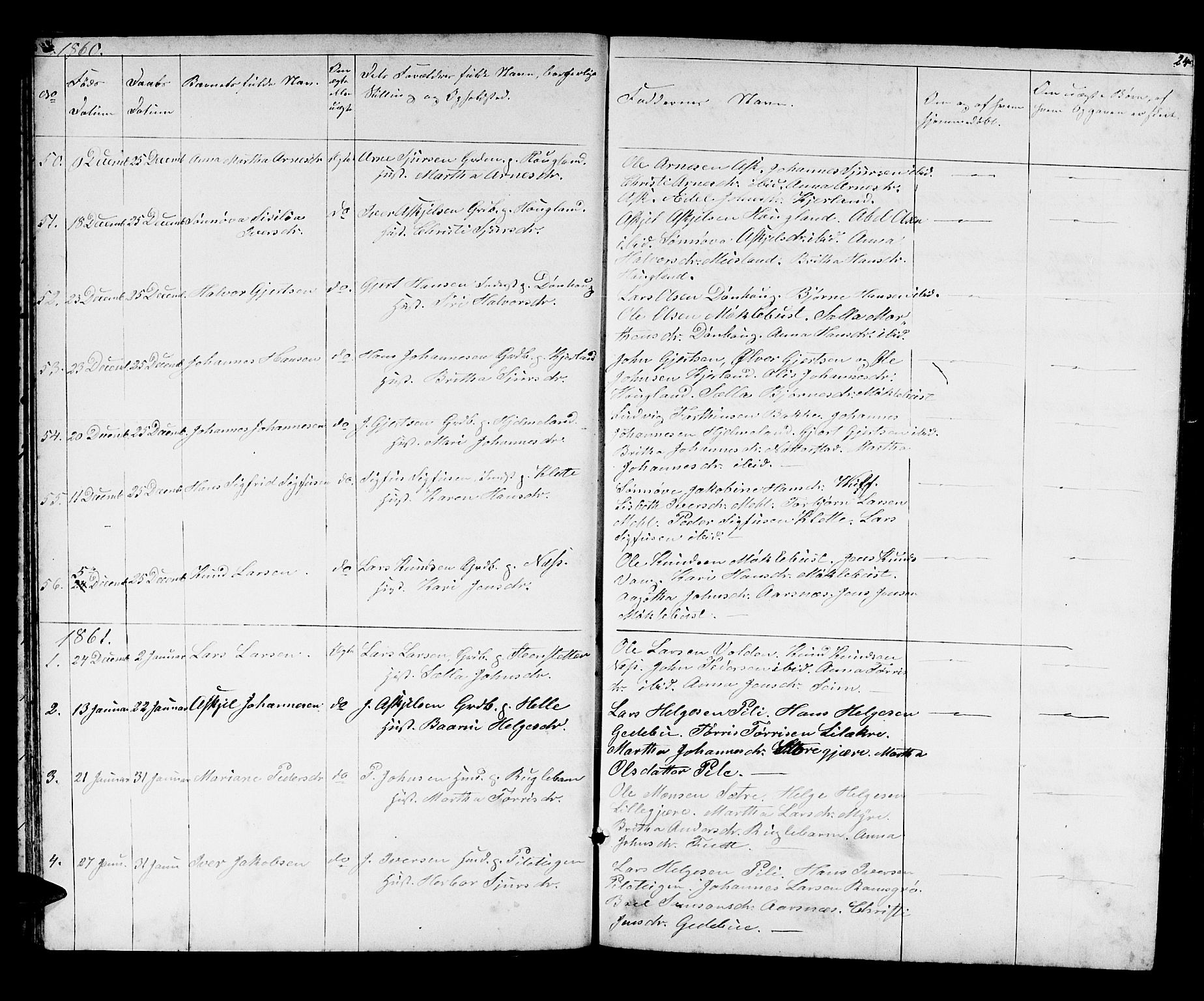 Kvinnherad sokneprestembete, AV/SAB-A-76401/H/Hab: Parish register (copy) no. A 1, 1856-1873, p. 24