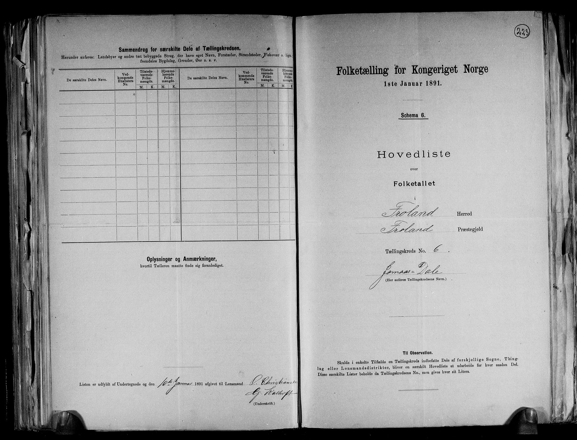 RA, 1891 census for 0919 Froland, 1891, p. 14