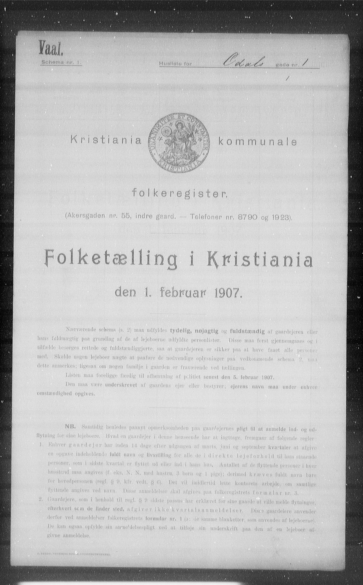 OBA, Municipal Census 1907 for Kristiania, 1907, p. 38144