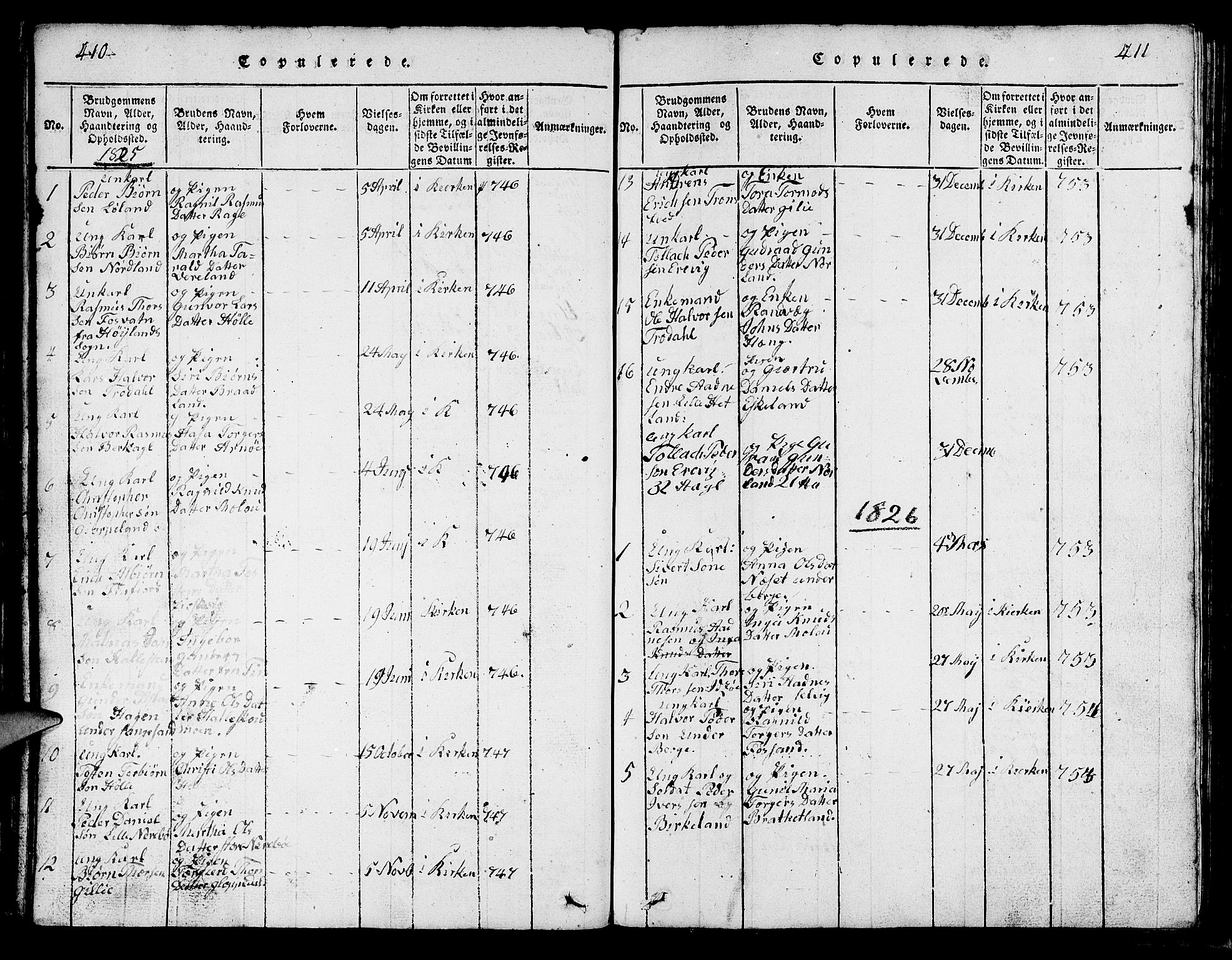 Strand sokneprestkontor, SAST/A-101828/H/Ha/Hab/L0002: Parish register (copy) no. B 2, 1816-1854, p. 410-411