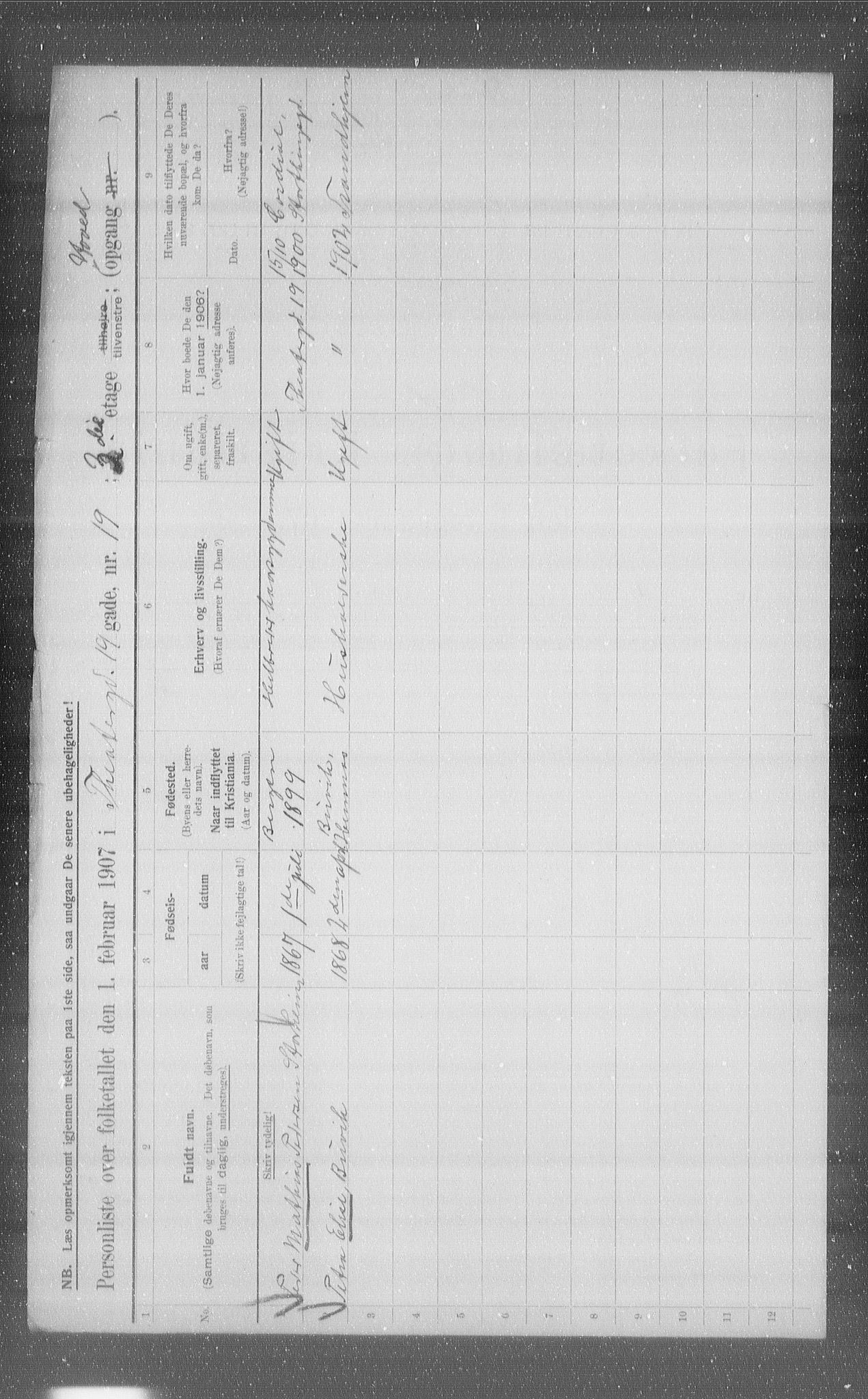 OBA, Municipal Census 1907 for Kristiania, 1907, p. 54602