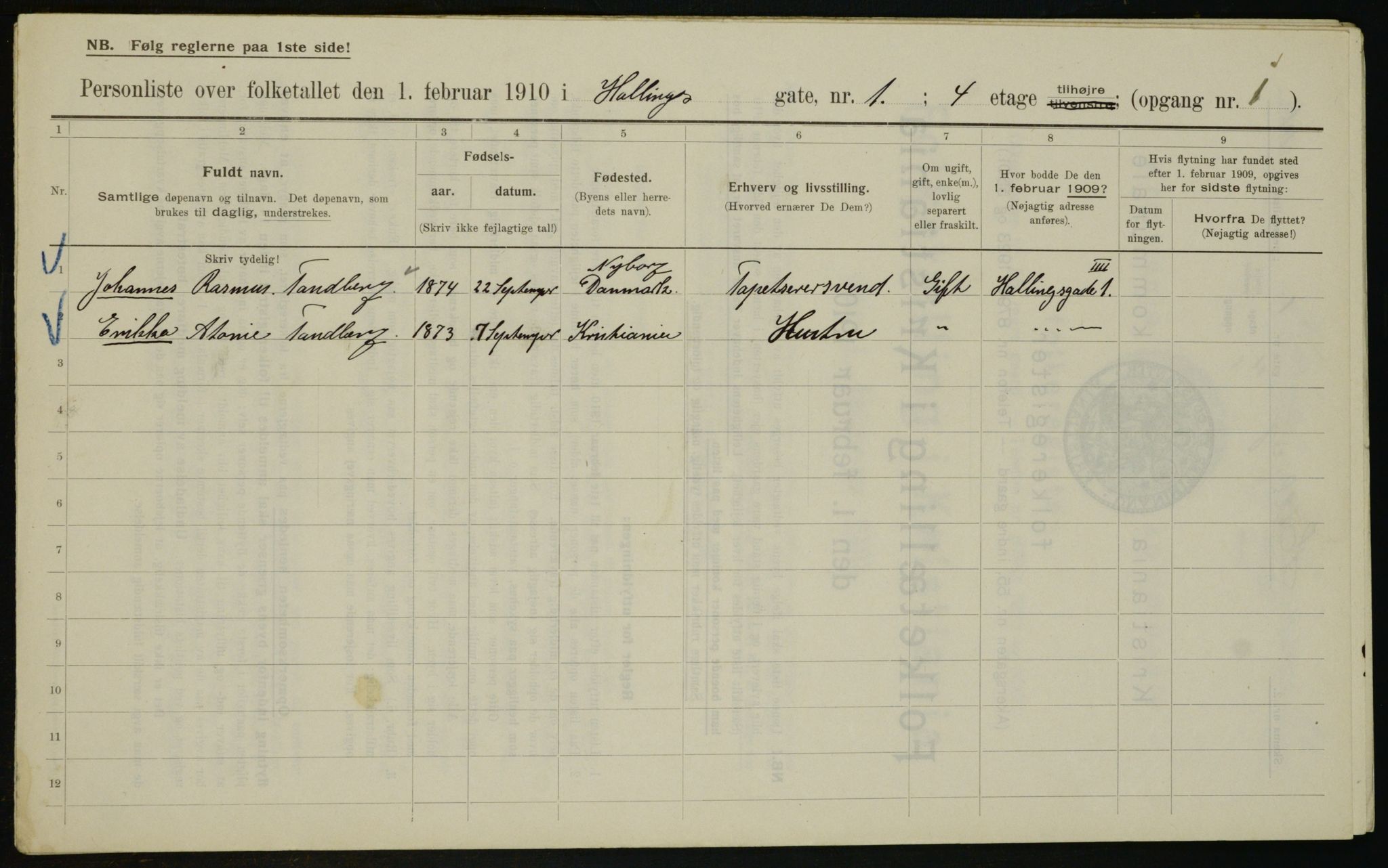 OBA, Municipal Census 1910 for Kristiania, 1910, p. 31970