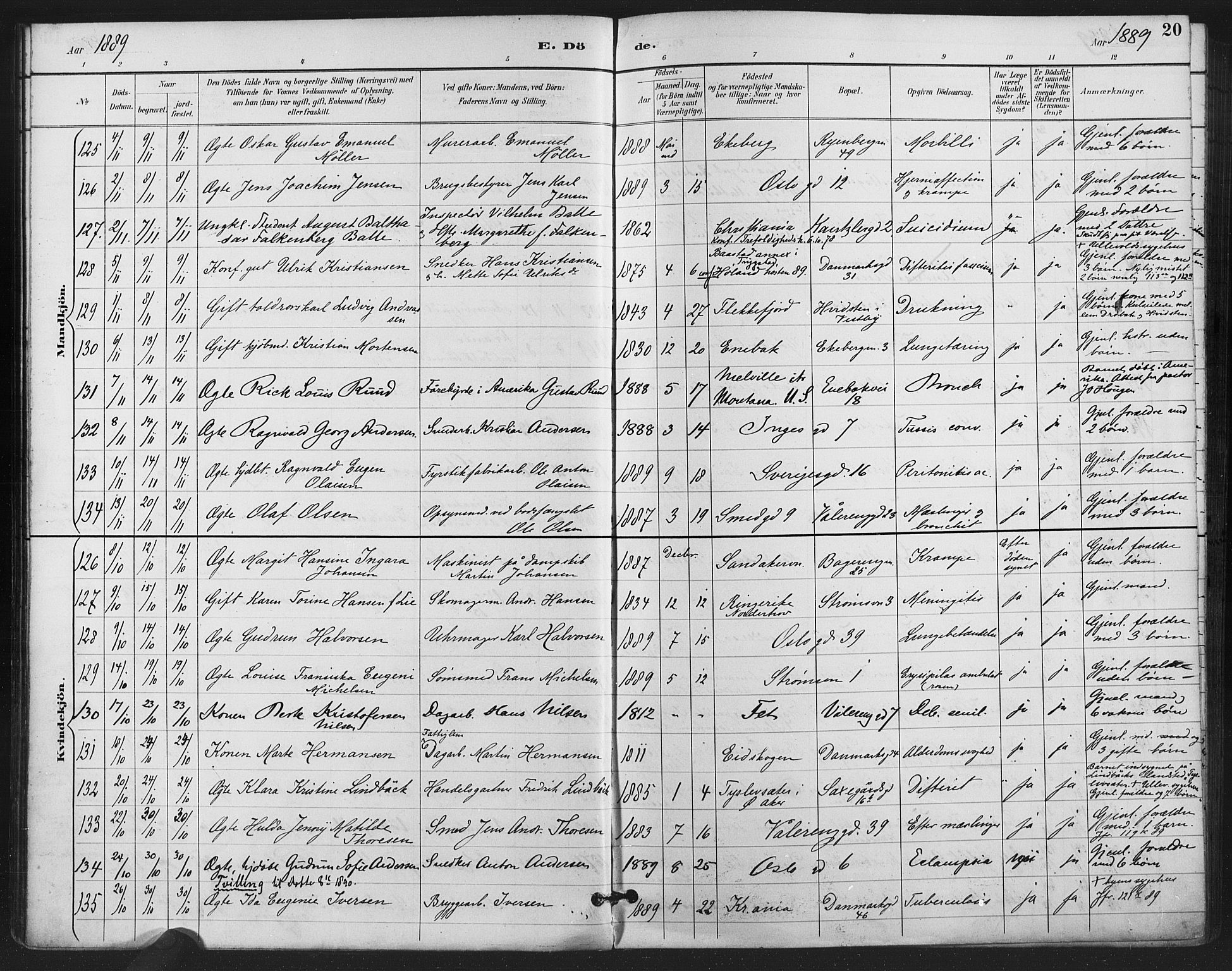 Gamlebyen prestekontor Kirkebøker, AV/SAO-A-10884/F/Fa/L0009: Parish register (official) no. 9, 1888-1909, p. 20