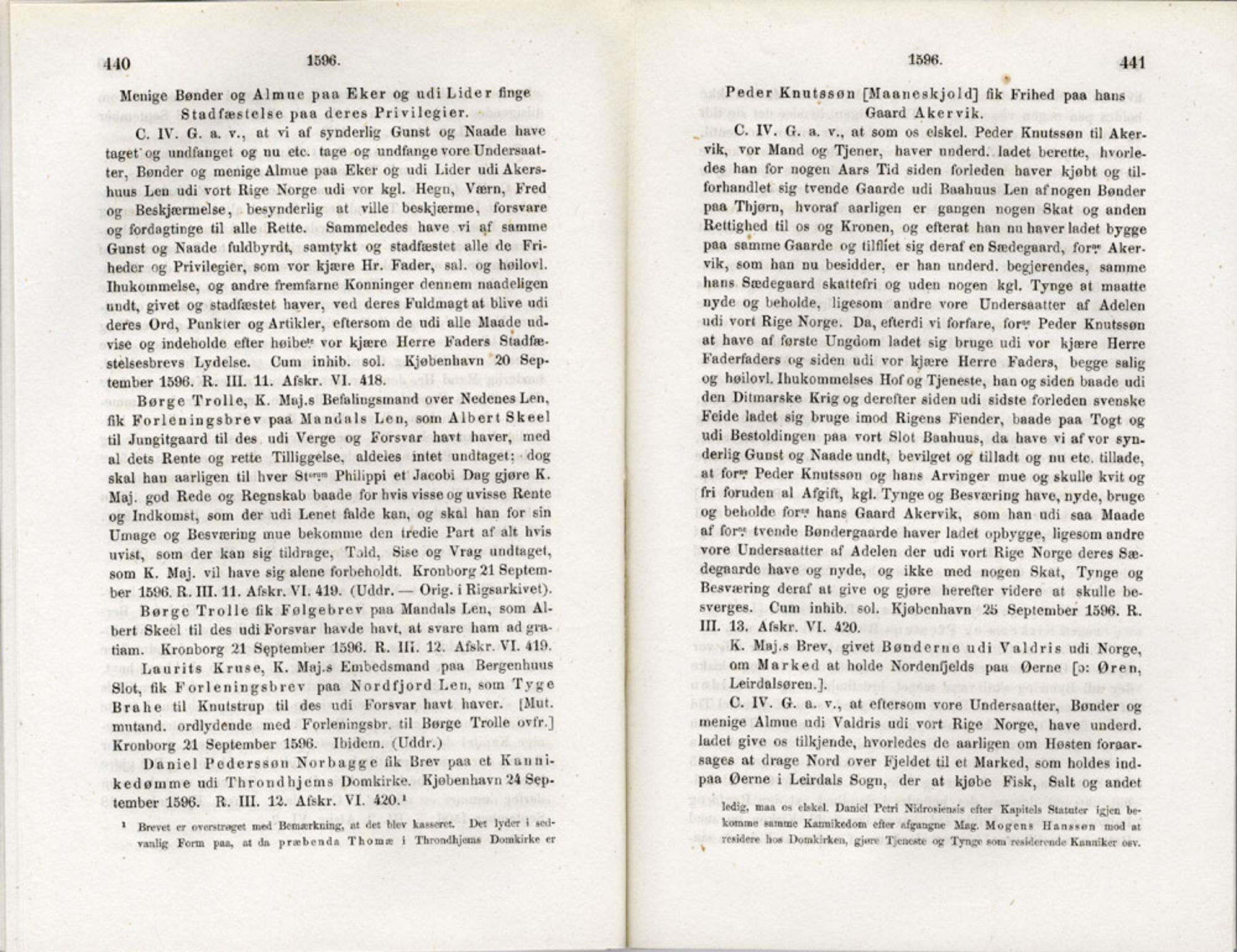 Publikasjoner utgitt av Det Norske Historiske Kildeskriftfond, PUBL/-/-/-: Norske Rigs-Registranter, bind 3, 1588-1602, p. 440-441