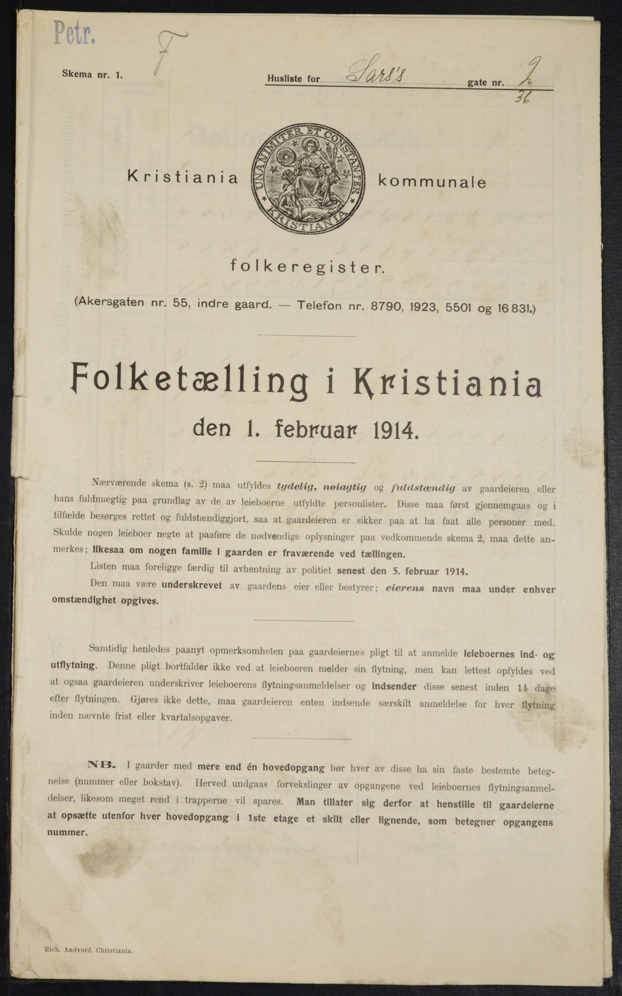 OBA, Municipal Census 1914 for Kristiania, 1914, p. 89031