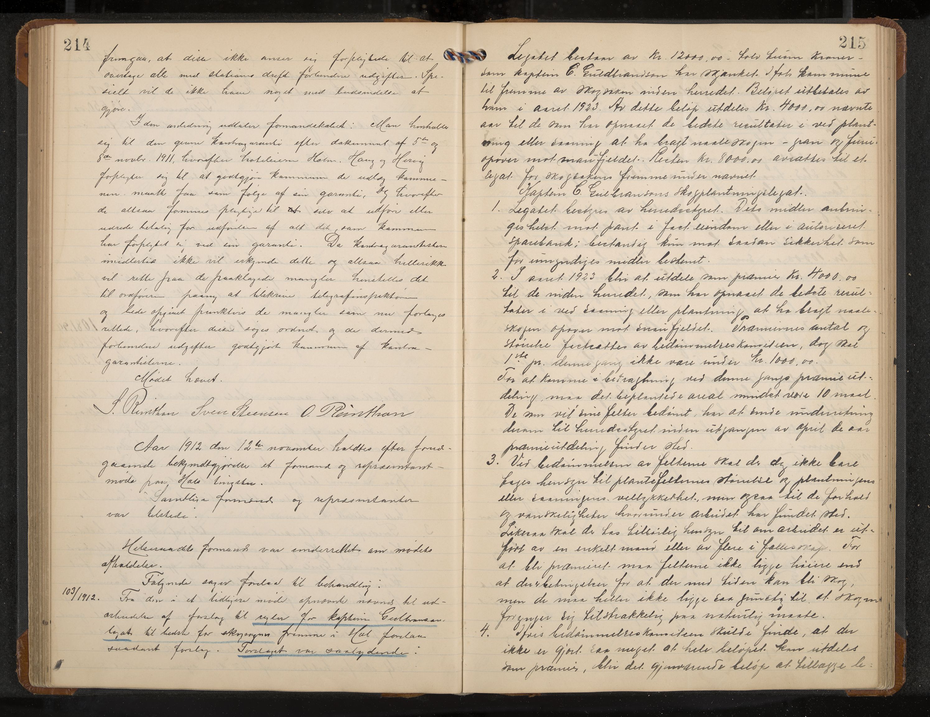 Hol formannskap og sentraladministrasjon, IKAK/0620021-1/A/L0005: Møtebok, 1909-1915, p. 214-215