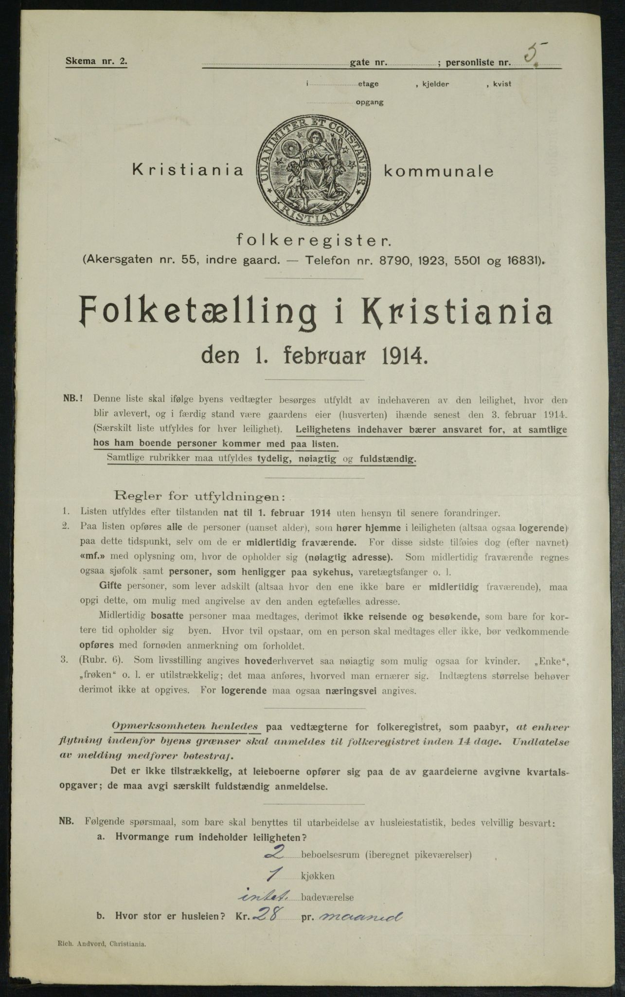 OBA, Municipal Census 1914 for Kristiania, 1914, p. 5329