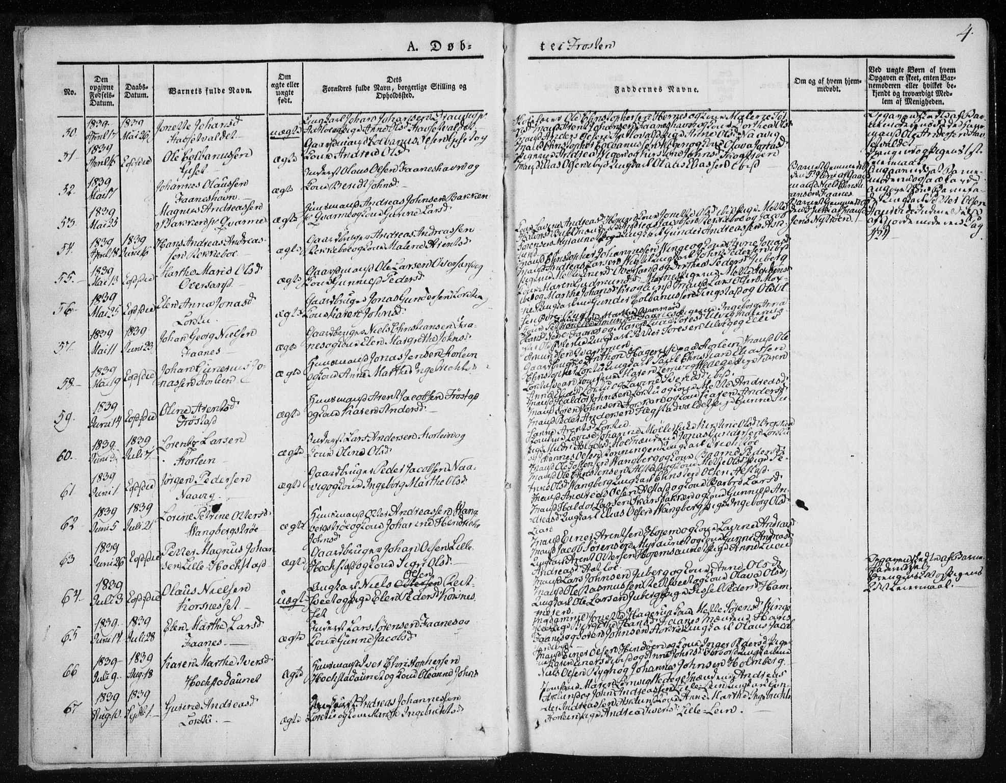 Ministerialprotokoller, klokkerbøker og fødselsregistre - Nord-Trøndelag, SAT/A-1458/713/L0115: Parish register (official) no. 713A06, 1838-1851, p. 4