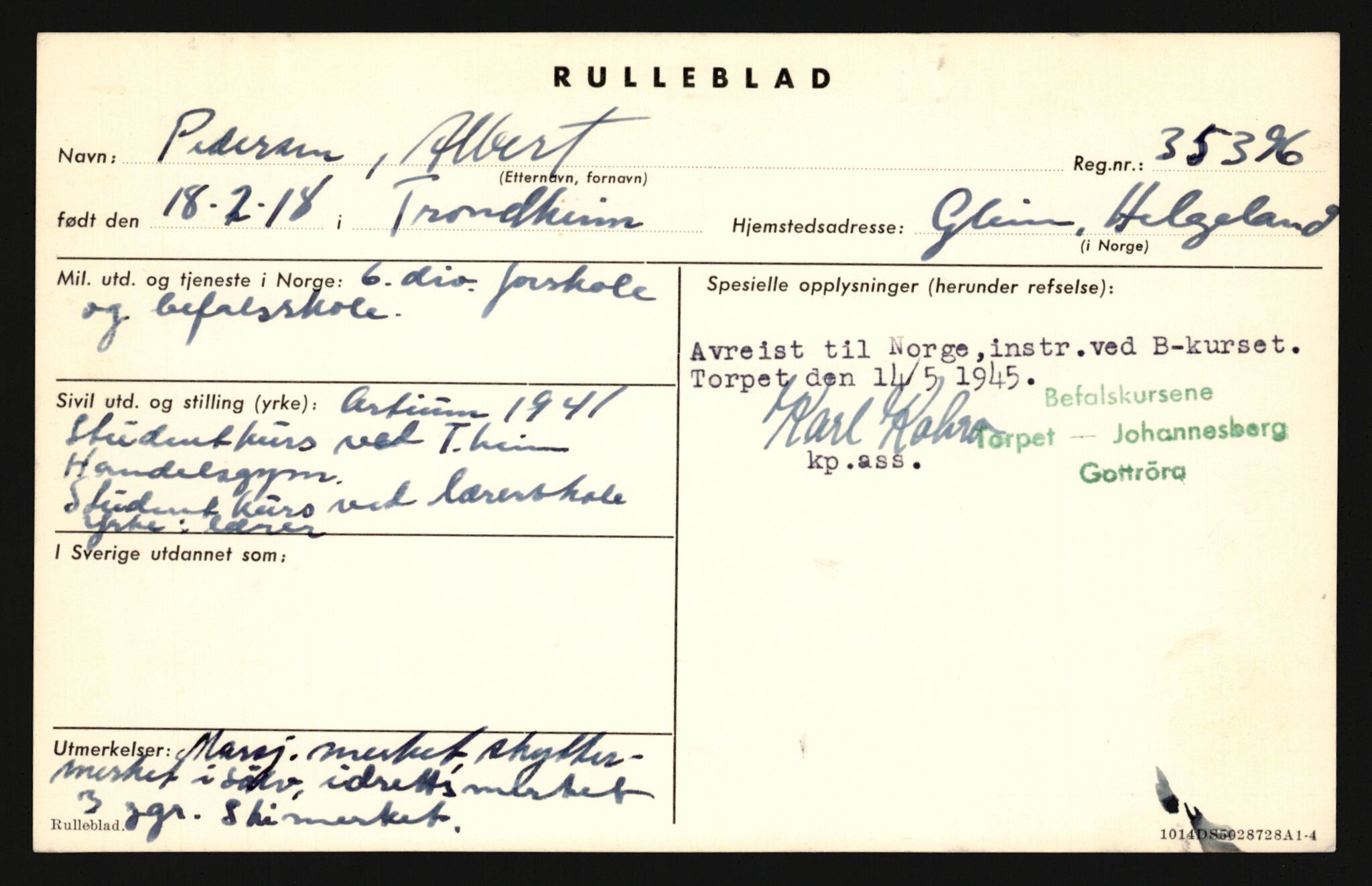 Forsvaret, Sør-Hålogaland landforsvar, AV/RA-RAFA-2552/P/Pa/L0303: Personellmapper for slettet personell, yrkesbefal og vernepliktig befal, født 1917-1920, 1936-1980, p. 371