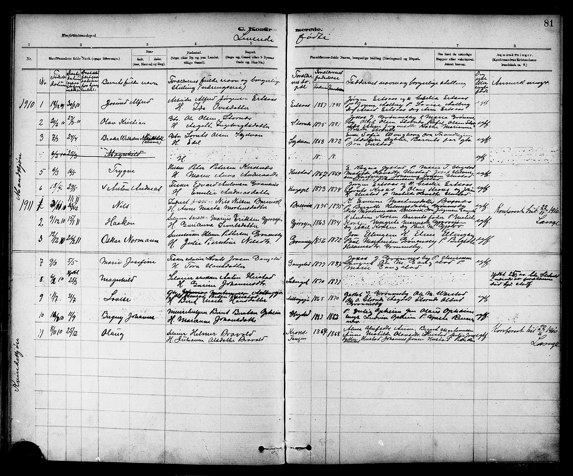 Ministerialprotokoller, klokkerbøker og fødselsregistre - Nord-Trøndelag, SAT/A-1458/732/L0318: Parish register (copy) no. 732C02, 1881-1911, p. 81
