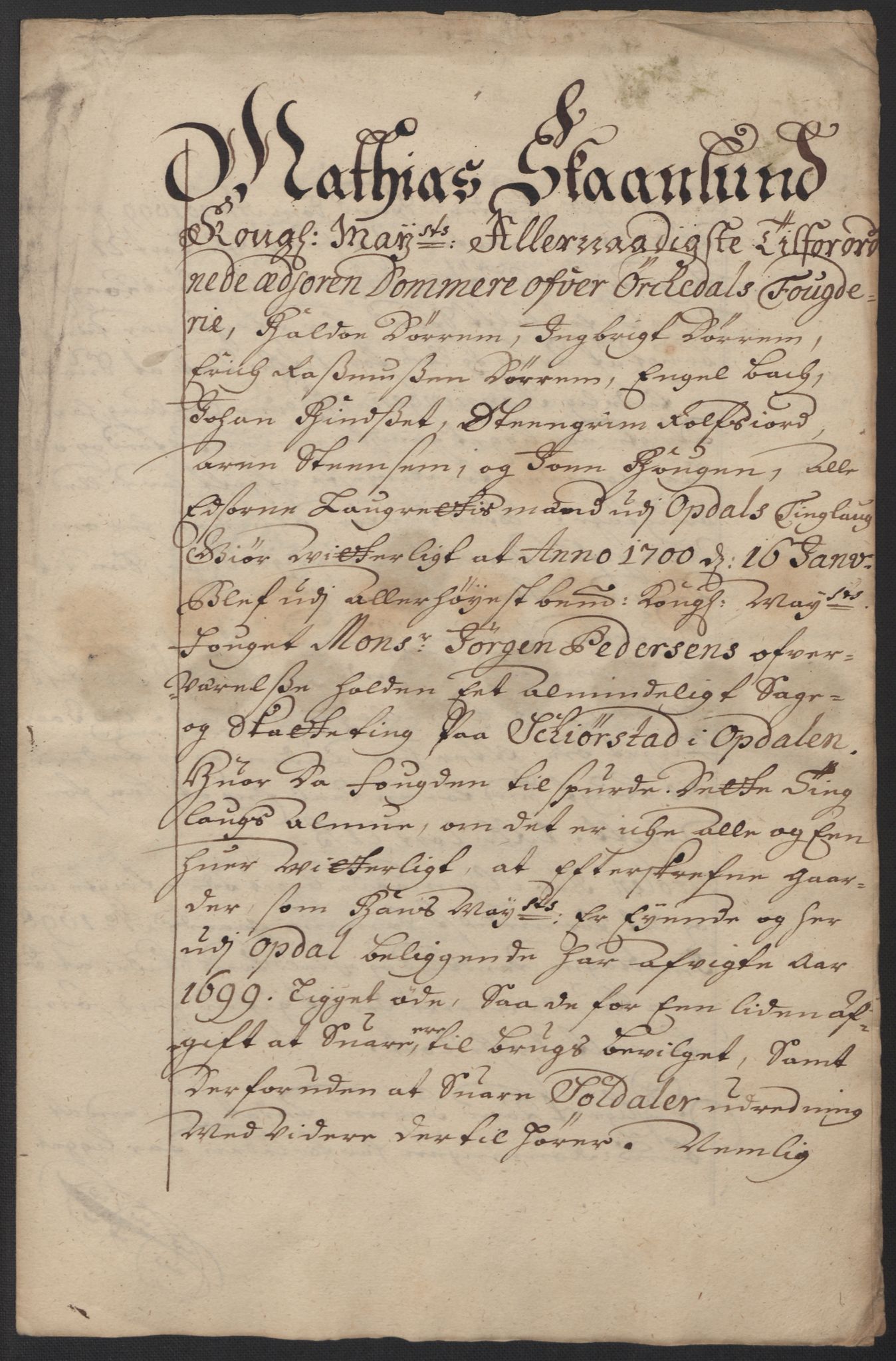 Rentekammeret inntil 1814, Reviderte regnskaper, Fogderegnskap, AV/RA-EA-4092/R60/L3949: Fogderegnskap Orkdal og Gauldal, 1699, p. 214