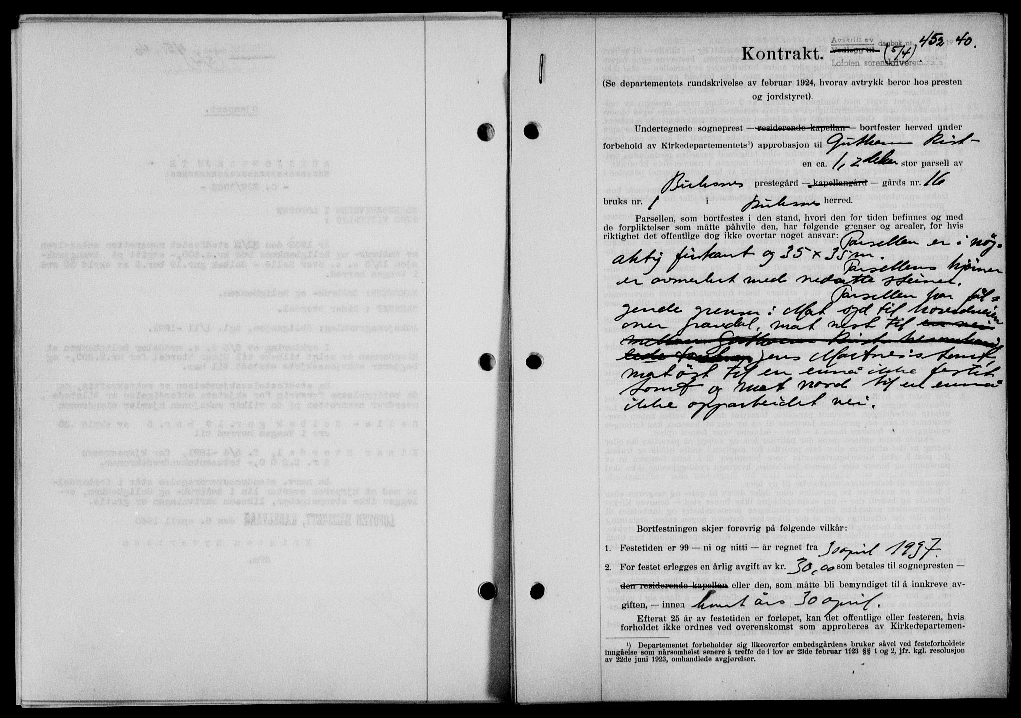 Lofoten sorenskriveri, SAT/A-0017/1/2/2C/L0007a: Mortgage book no. 7a, 1939-1940, Diary no: : 452/1940
