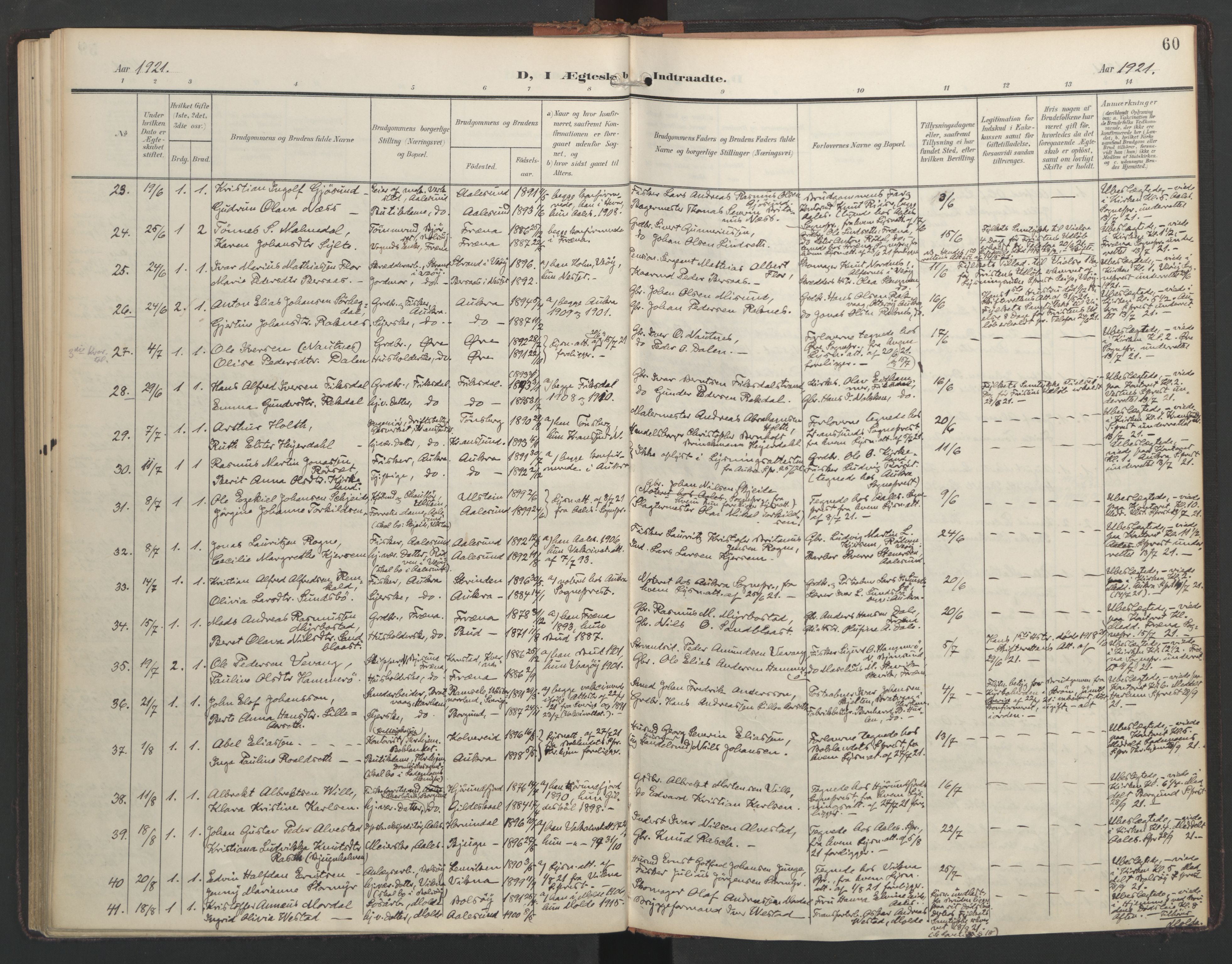 Ministerialprotokoller, klokkerbøker og fødselsregistre - Møre og Romsdal, AV/SAT-A-1454/558/L0694: Parish register (official) no. 558A08, 1907-1922, p. 60