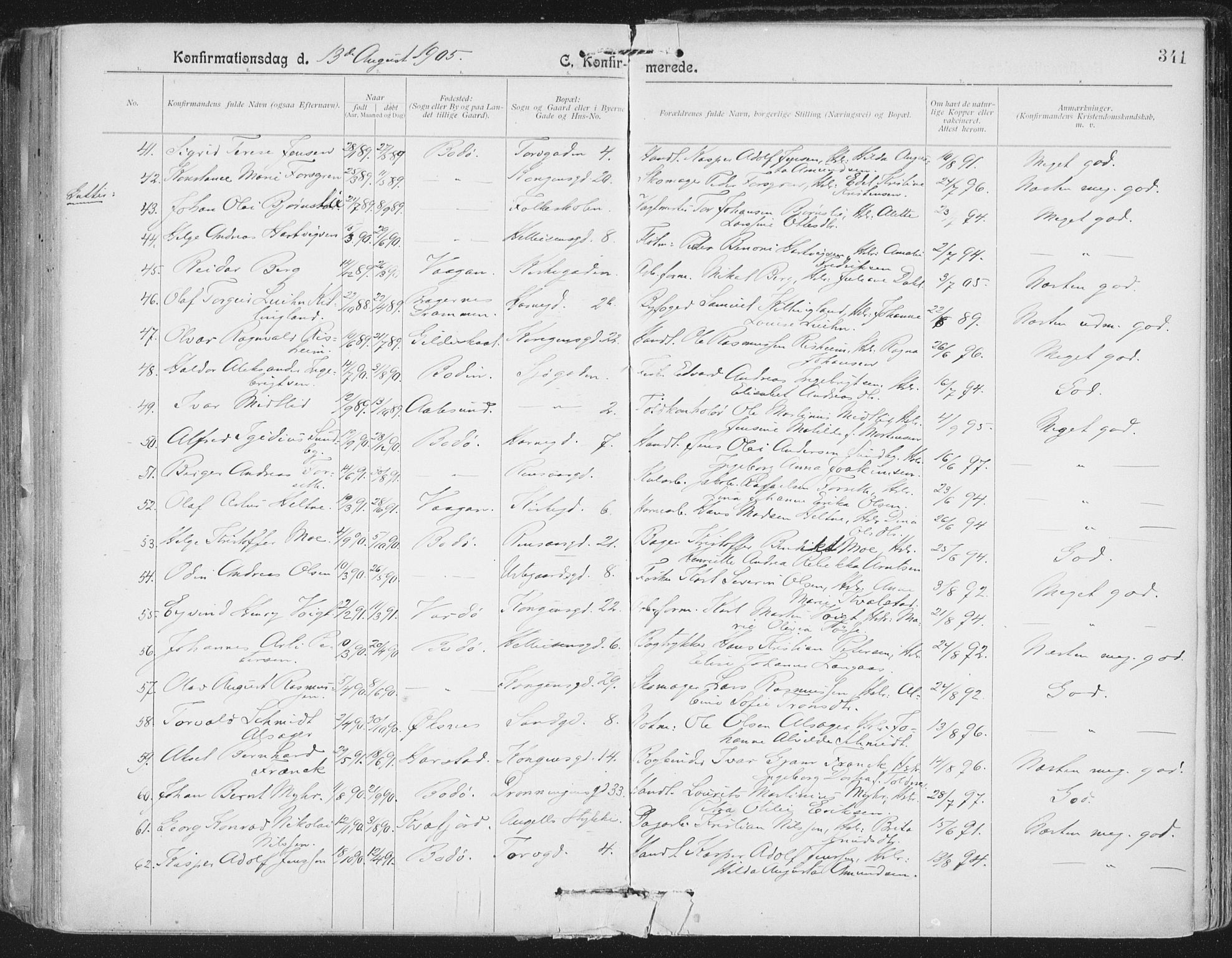 Ministerialprotokoller, klokkerbøker og fødselsregistre - Nordland, AV/SAT-A-1459/801/L0011: Parish register (official) no. 801A11, 1900-1916, p. 341