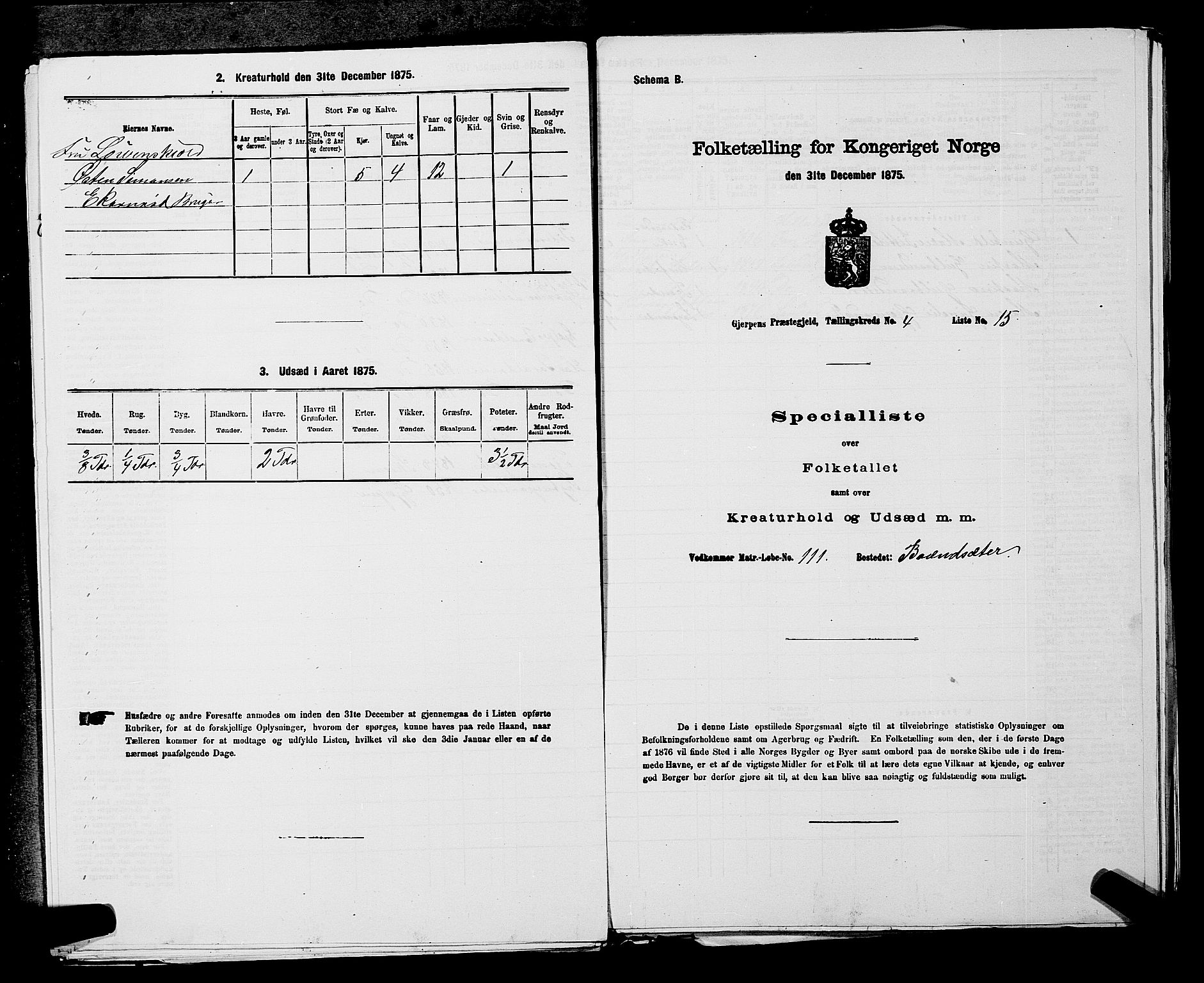 SAKO, 1875 census for 0812P Gjerpen, 1875, p. 499