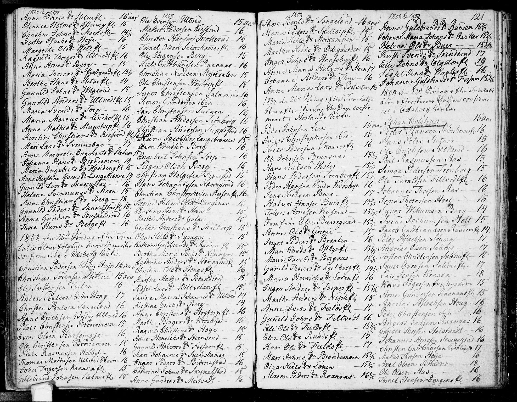 Eidsberg prestekontor Kirkebøker, SAO/A-10905/F/Fa/L0006: Parish register (official) no. I 6, 1807-1814, p. 121