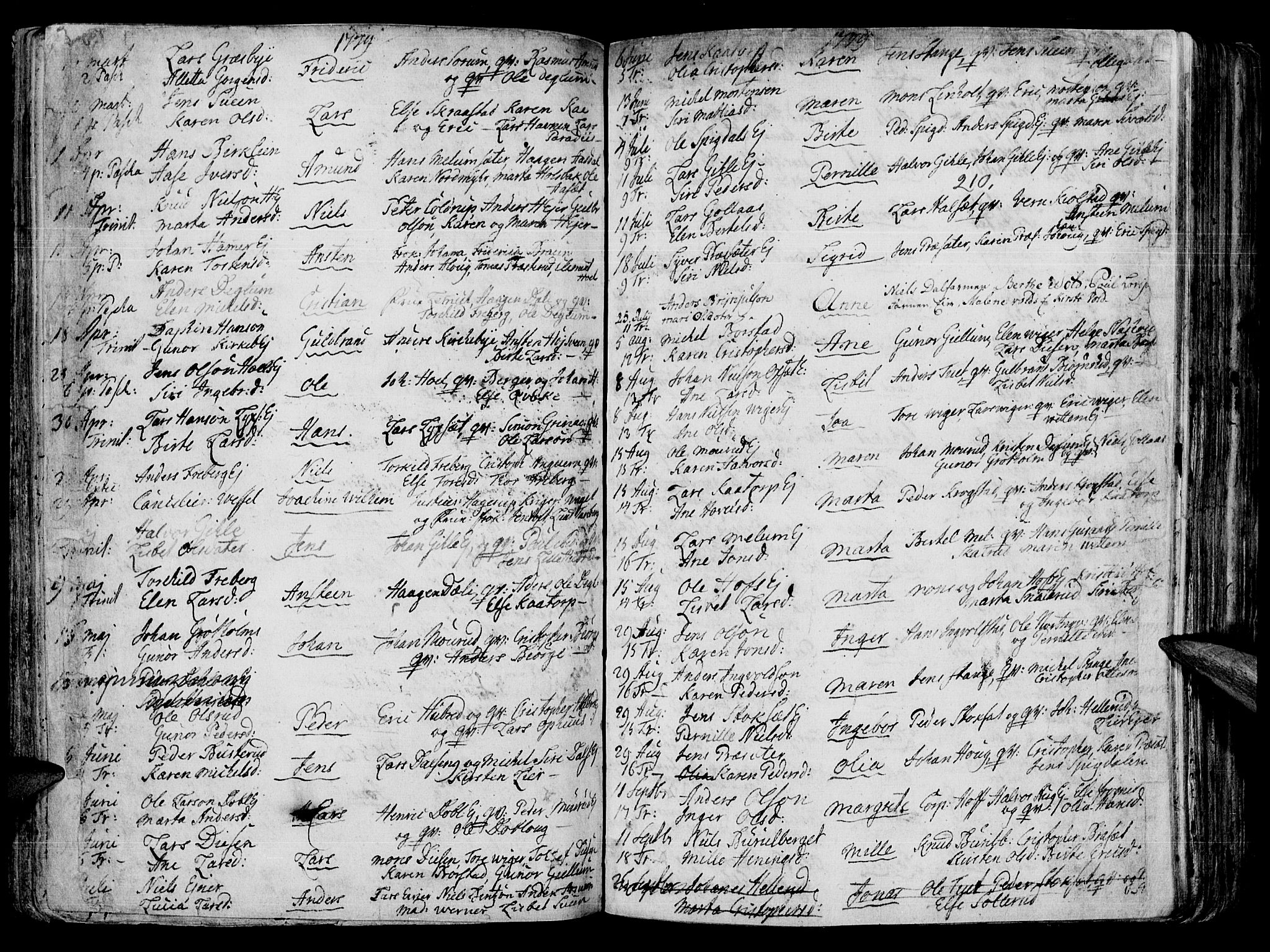 Vang prestekontor, Hedmark, SAH/PREST-008/H/Ha/Haa/L0003: Parish register (official) no. 3, 1734-1809, p. 210