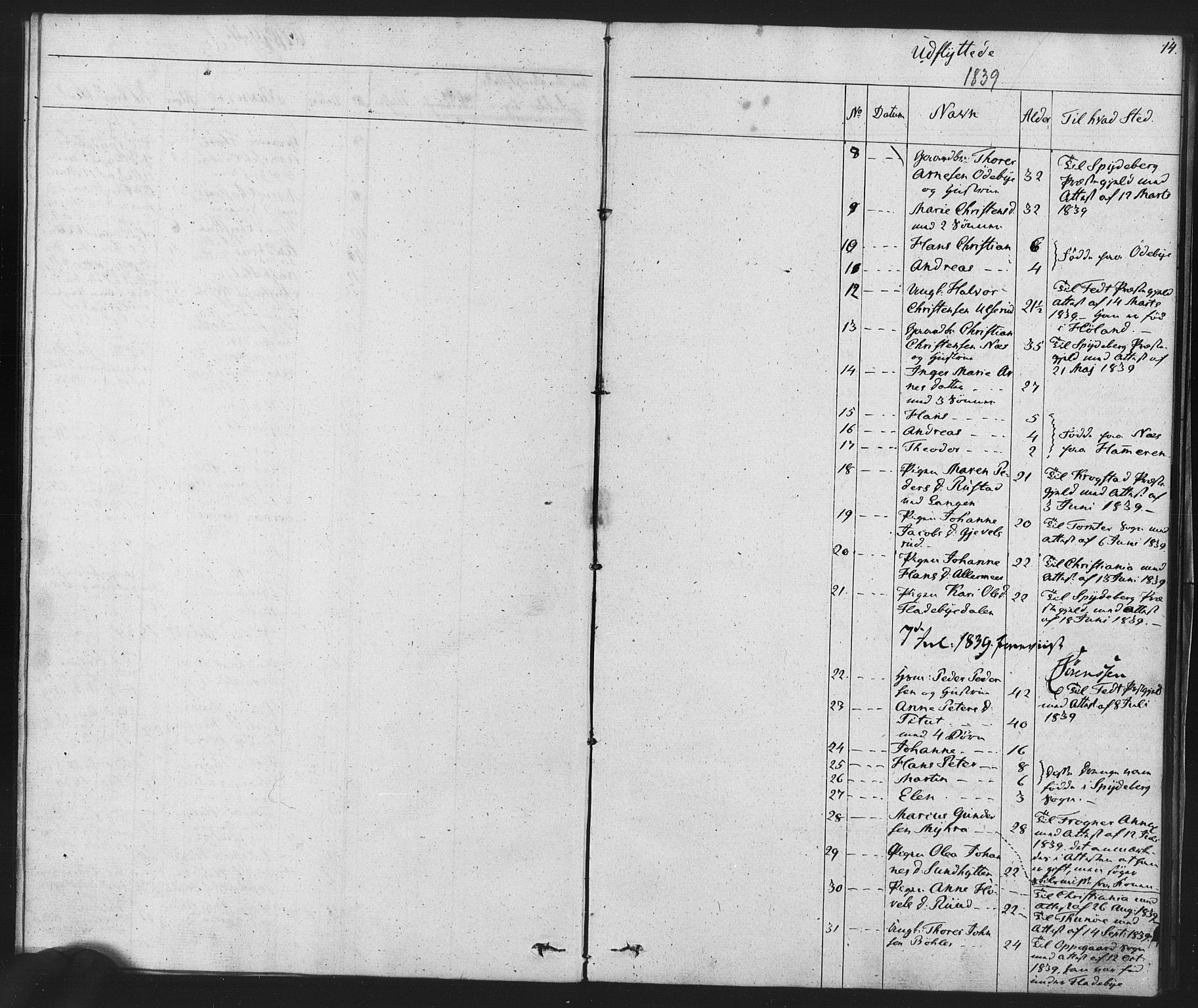 Enebakk prestekontor Kirkebøker, SAO/A-10171c/F/Fa/L0014: Parish register (official) no. I 14, 1833-1878, p. 14