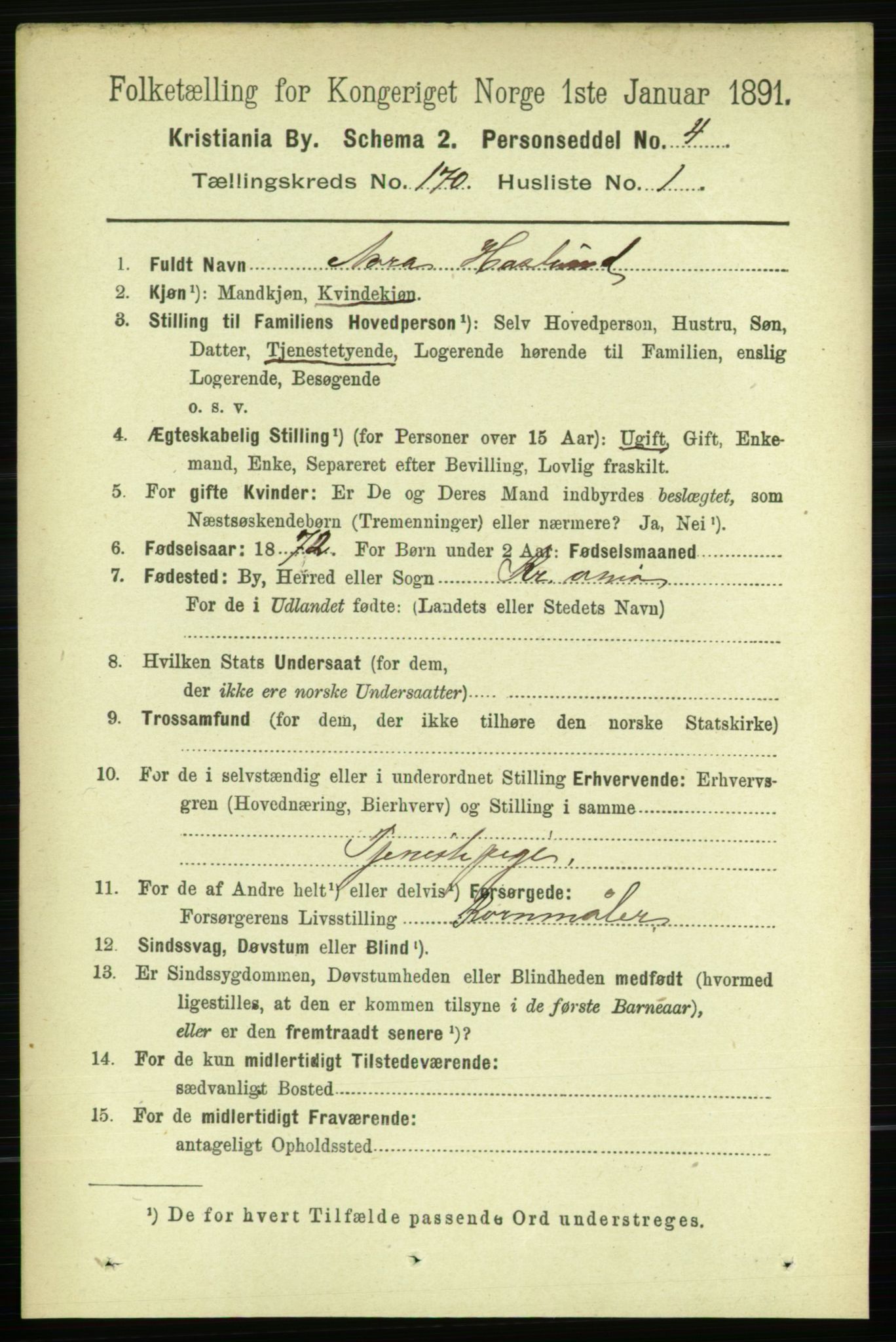 RA, 1891 census for 0301 Kristiania, 1891, p. 99614