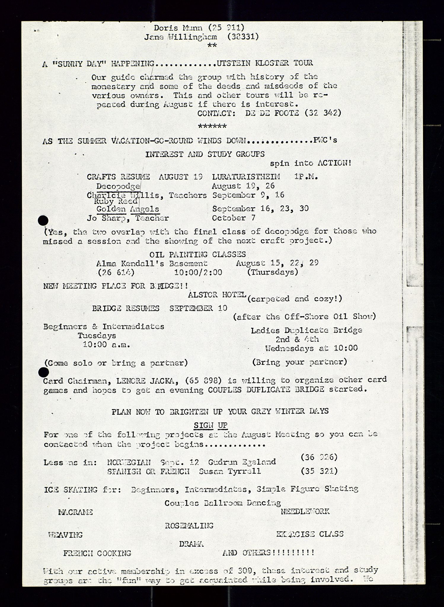 PA 1547 - Petroleum Wives Club, AV/SAST-A-101974/X/Xa/L0001: Newsletters (1971-1978)/radiointervjuer på kasett (1989-1992), 1970-1978