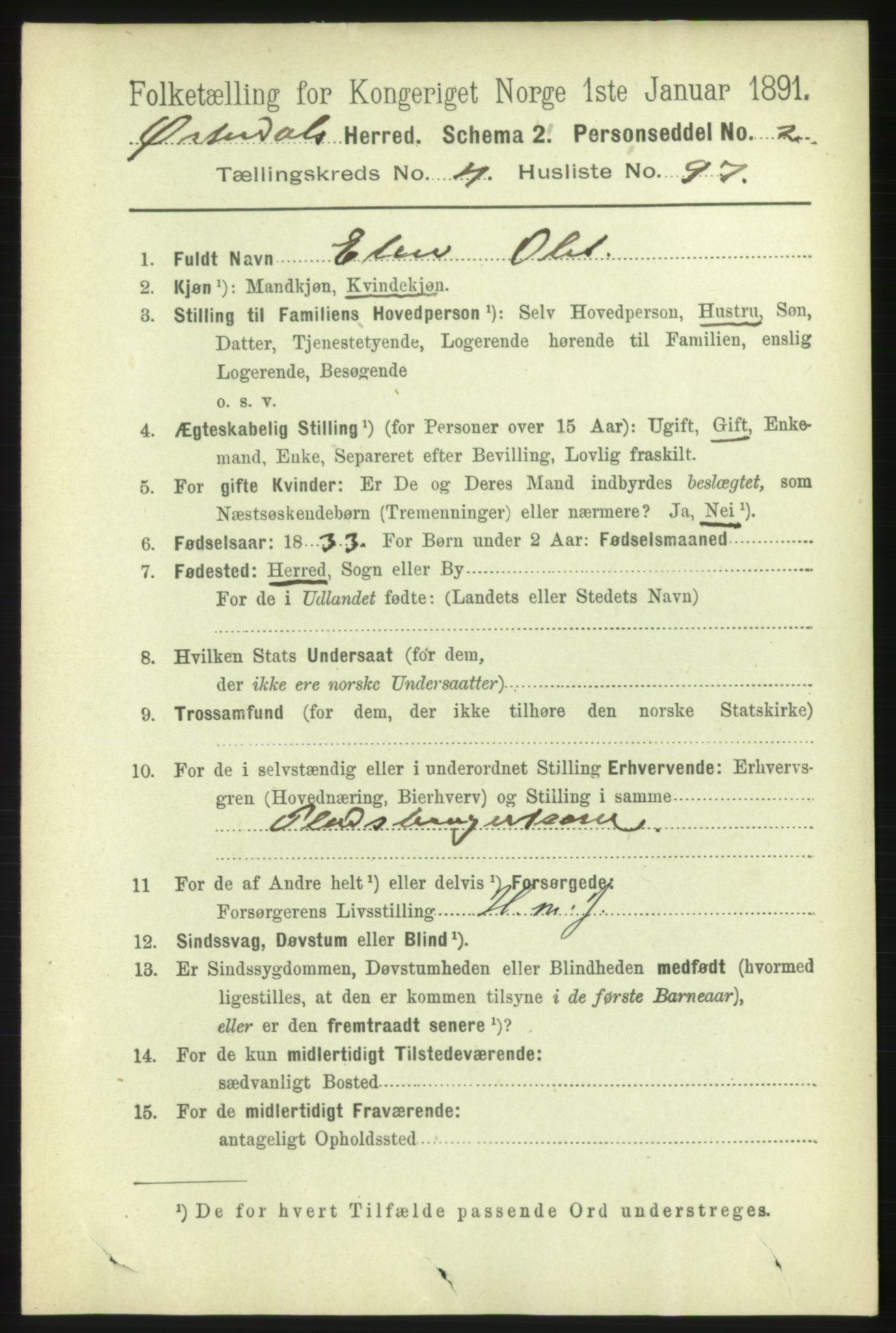 RA, 1891 census for 1638 Orkdal, 1891, p. 2460