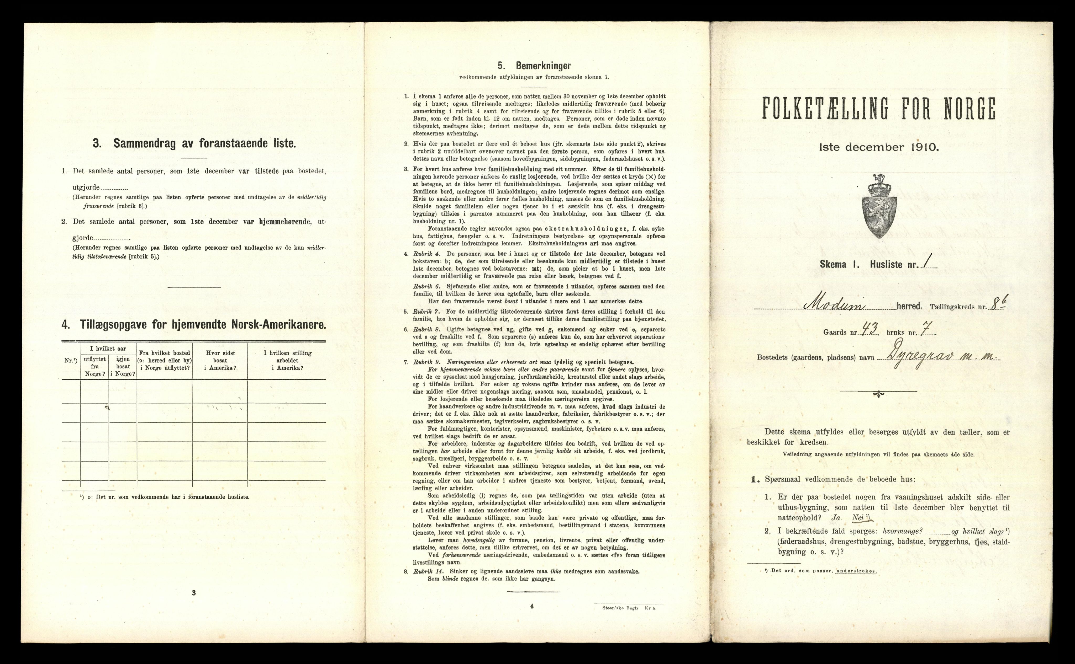 RA, 1910 census for Modum, 1910, p. 1436