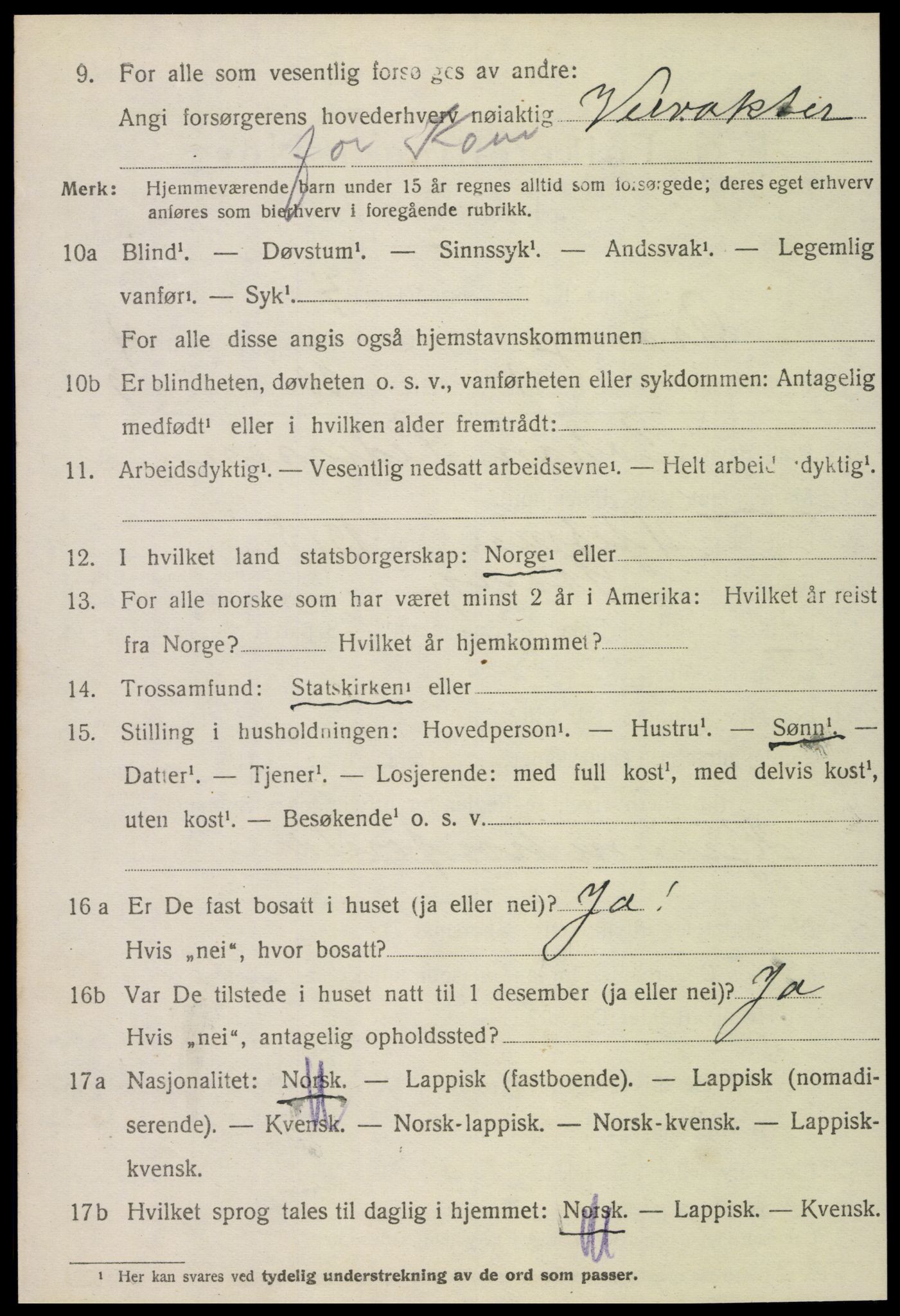 SAT, 1920 census for Grong, 1920, p. 2592